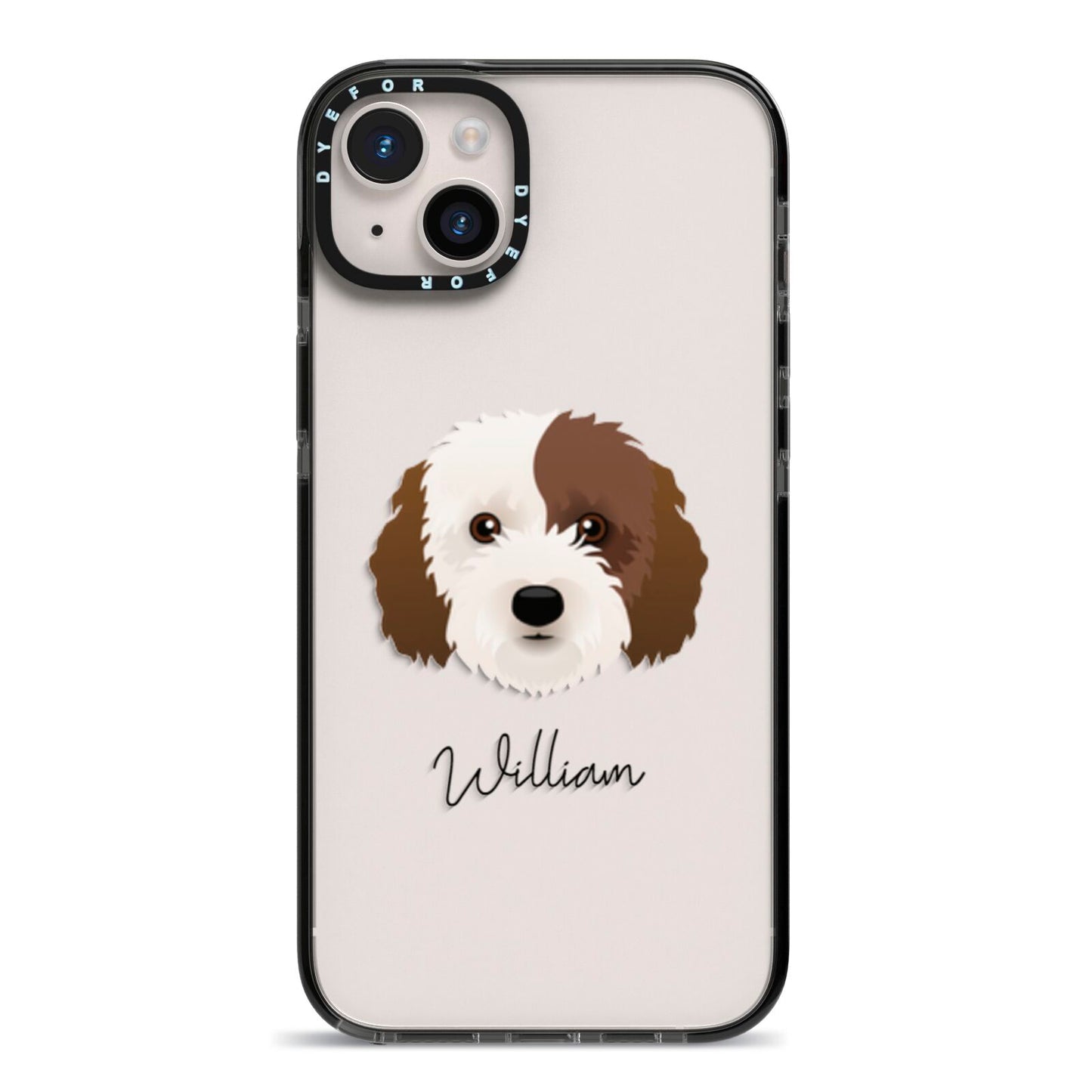 Cockapoo Personalised iPhone 14 Plus Black Impact Case on Silver phone