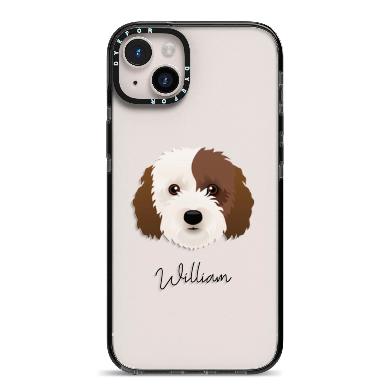 Cockapoo Personalised iPhone 14 Plus Black Impact Case on Silver phone
