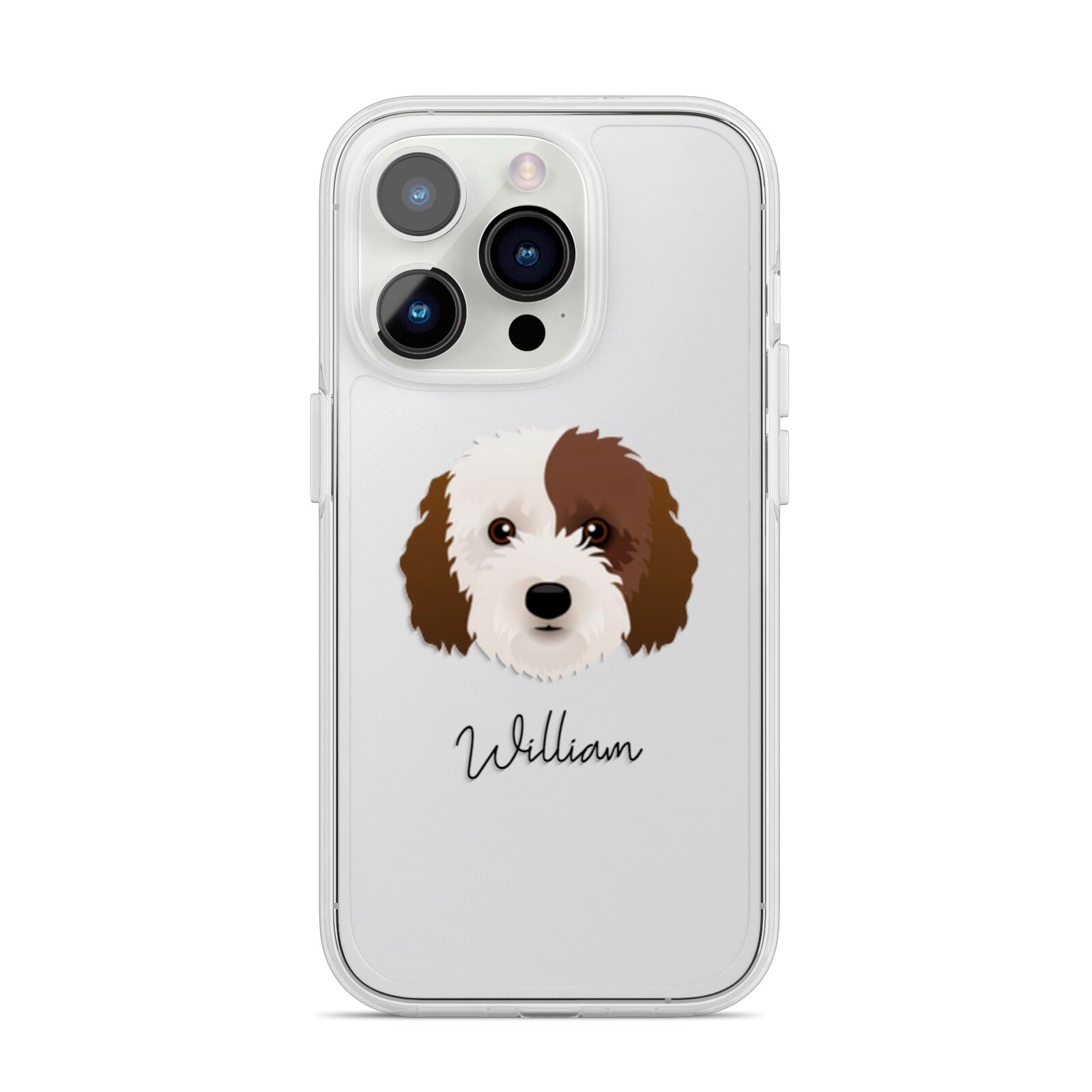 Cockapoo Personalised iPhone 14 Pro Clear Tough Case Silver
