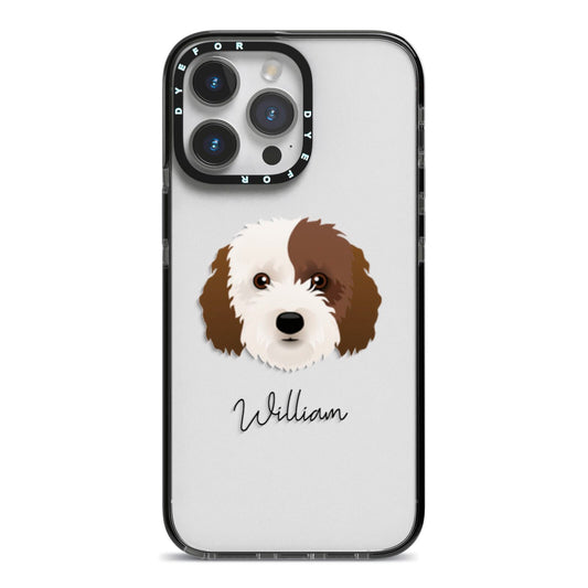 Cockapoo Personalised iPhone 14 Pro Max Black Impact Case on Silver phone