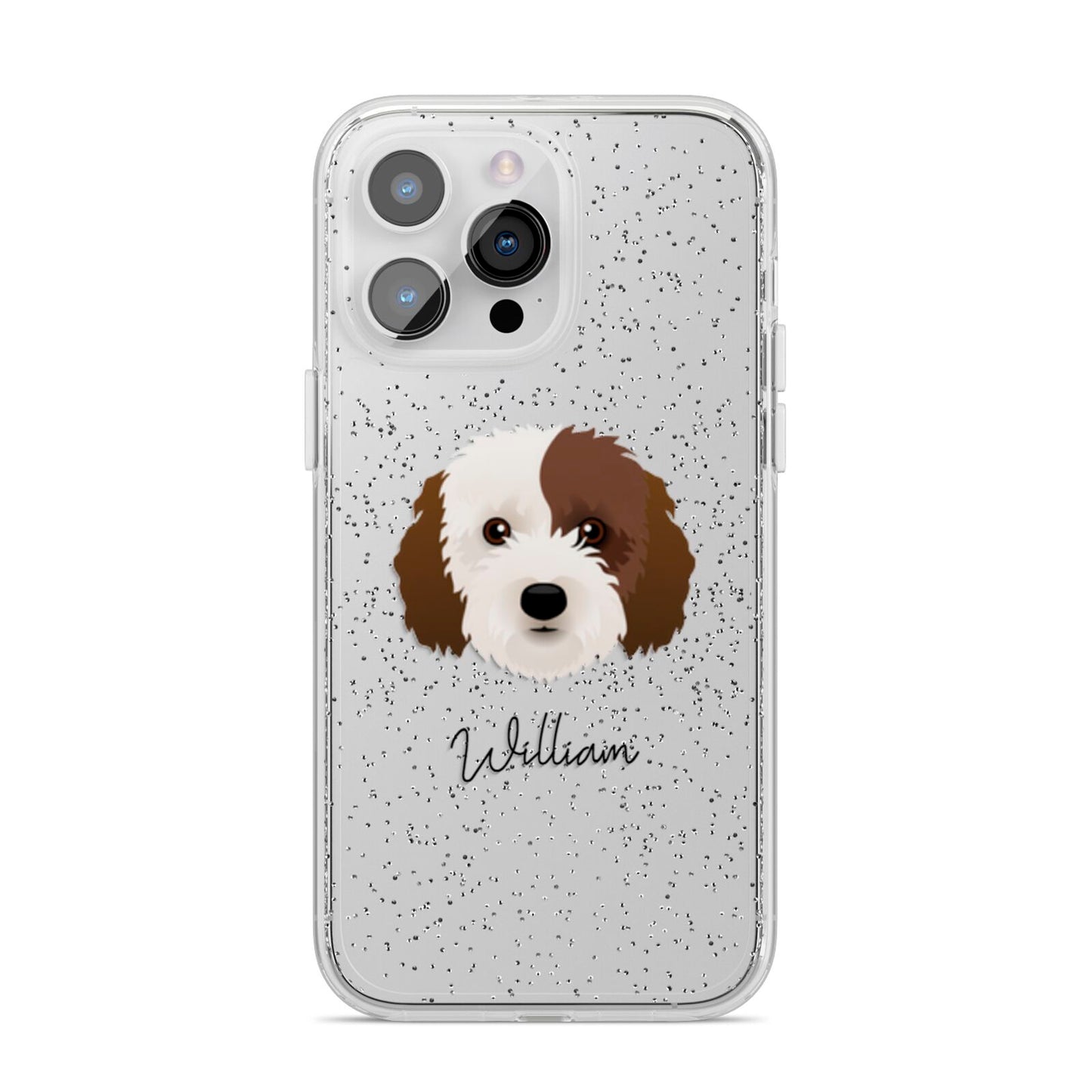 Cockapoo Personalised iPhone 14 Pro Max Glitter Tough Case Silver