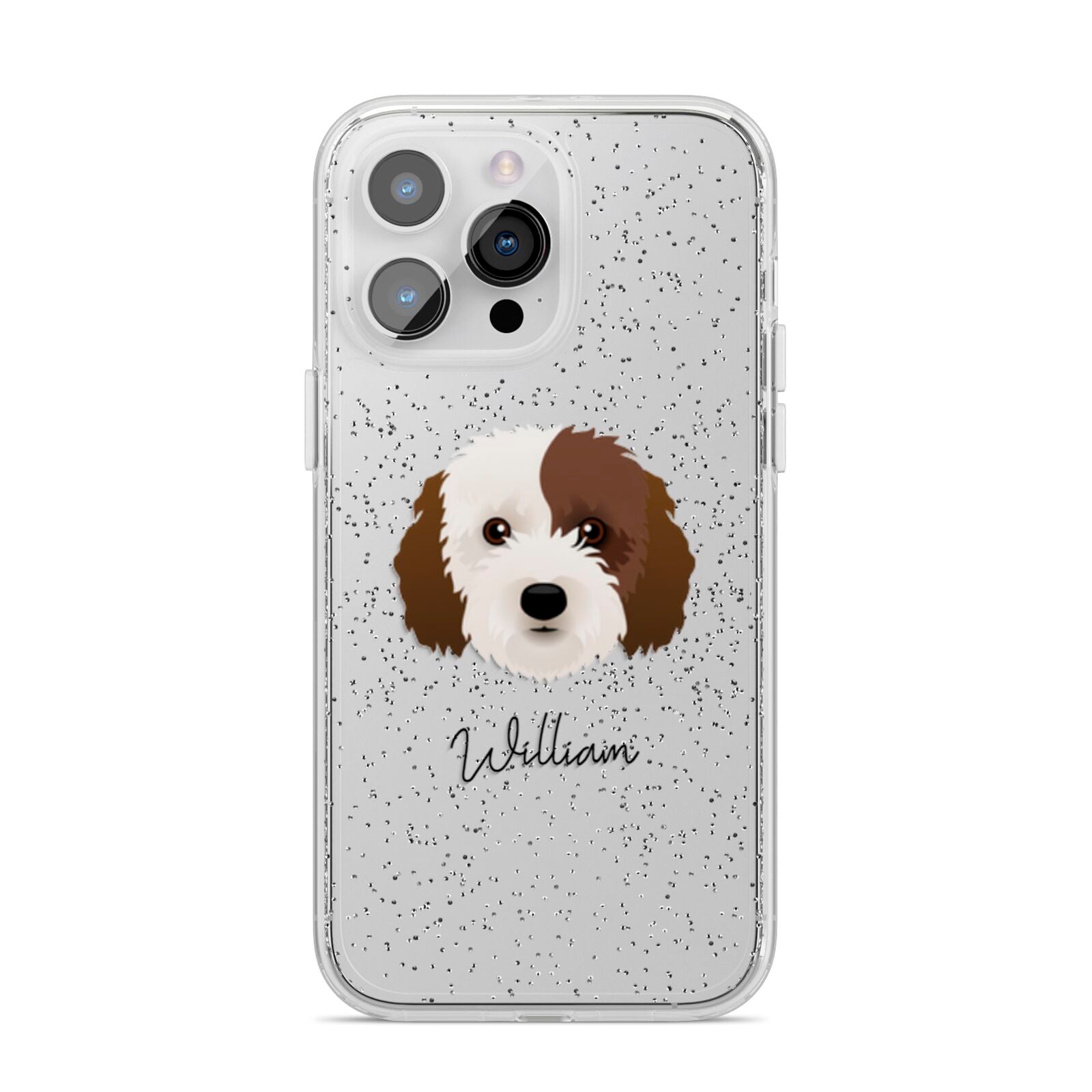 Cockapoo Personalised iPhone 14 Pro Max Glitter Tough Case Silver