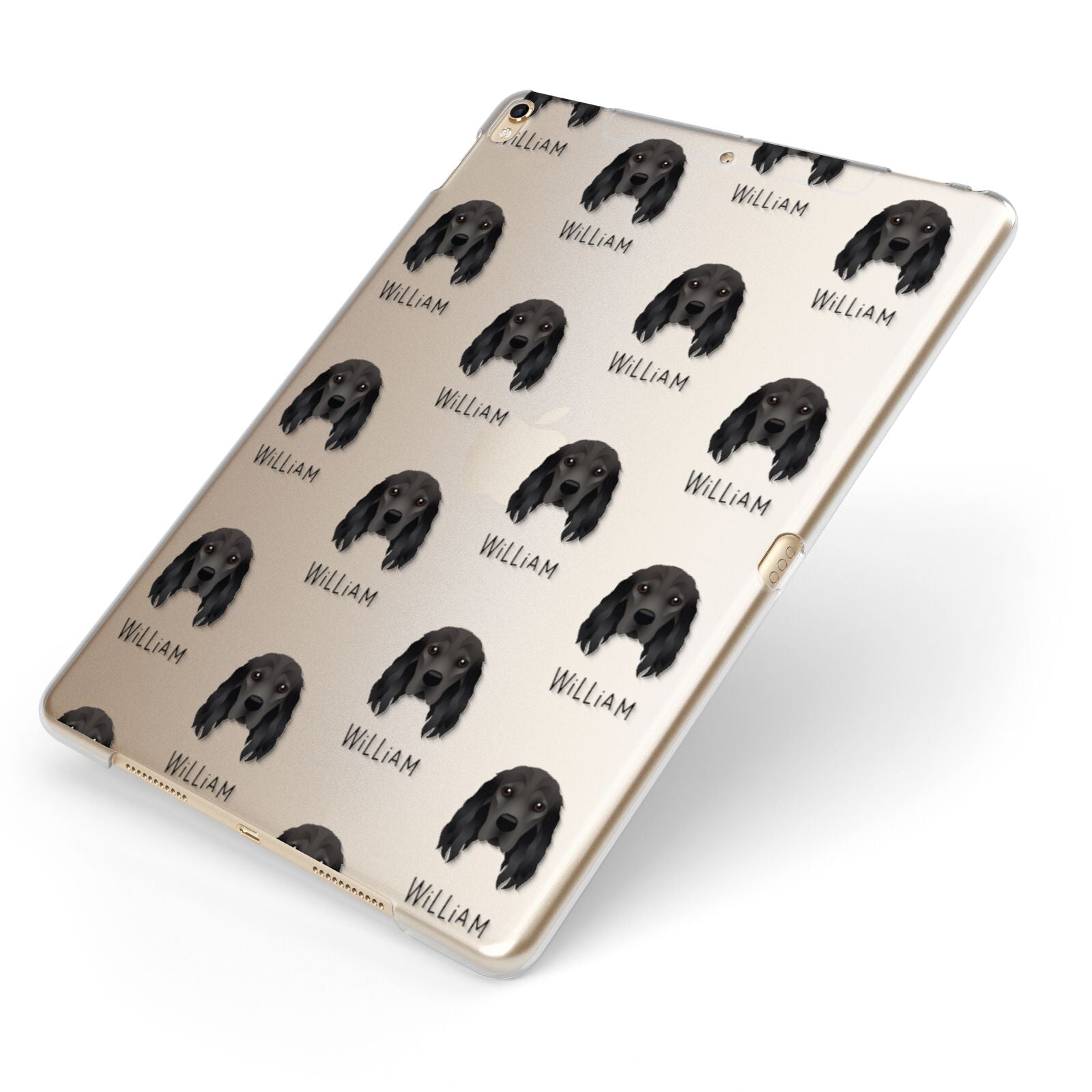 Cocker Spaniel Icon with Name Apple iPad Case on Gold iPad Side View