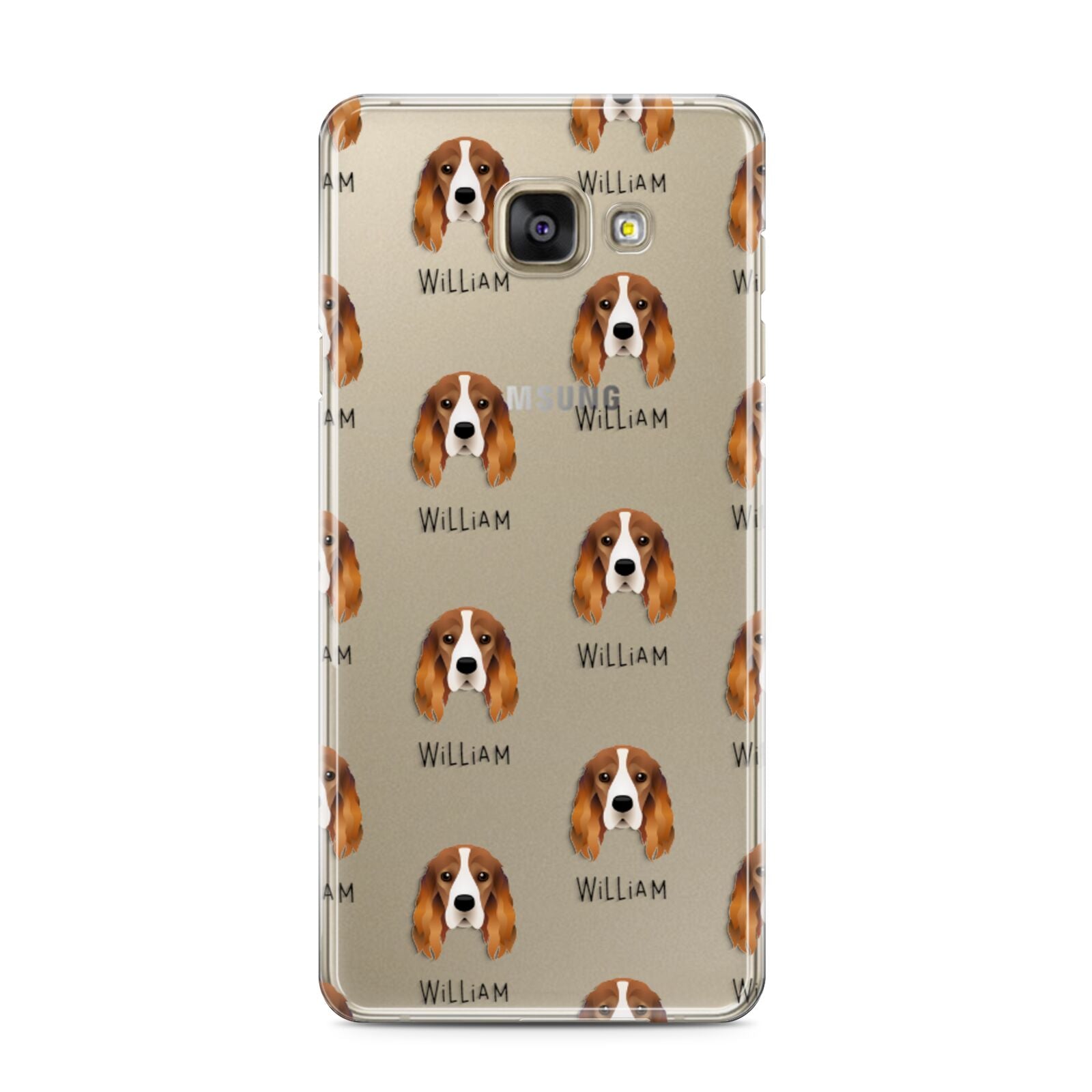 Cocker Spaniel Icon with Name Samsung Galaxy A3 2016 Case on gold phone