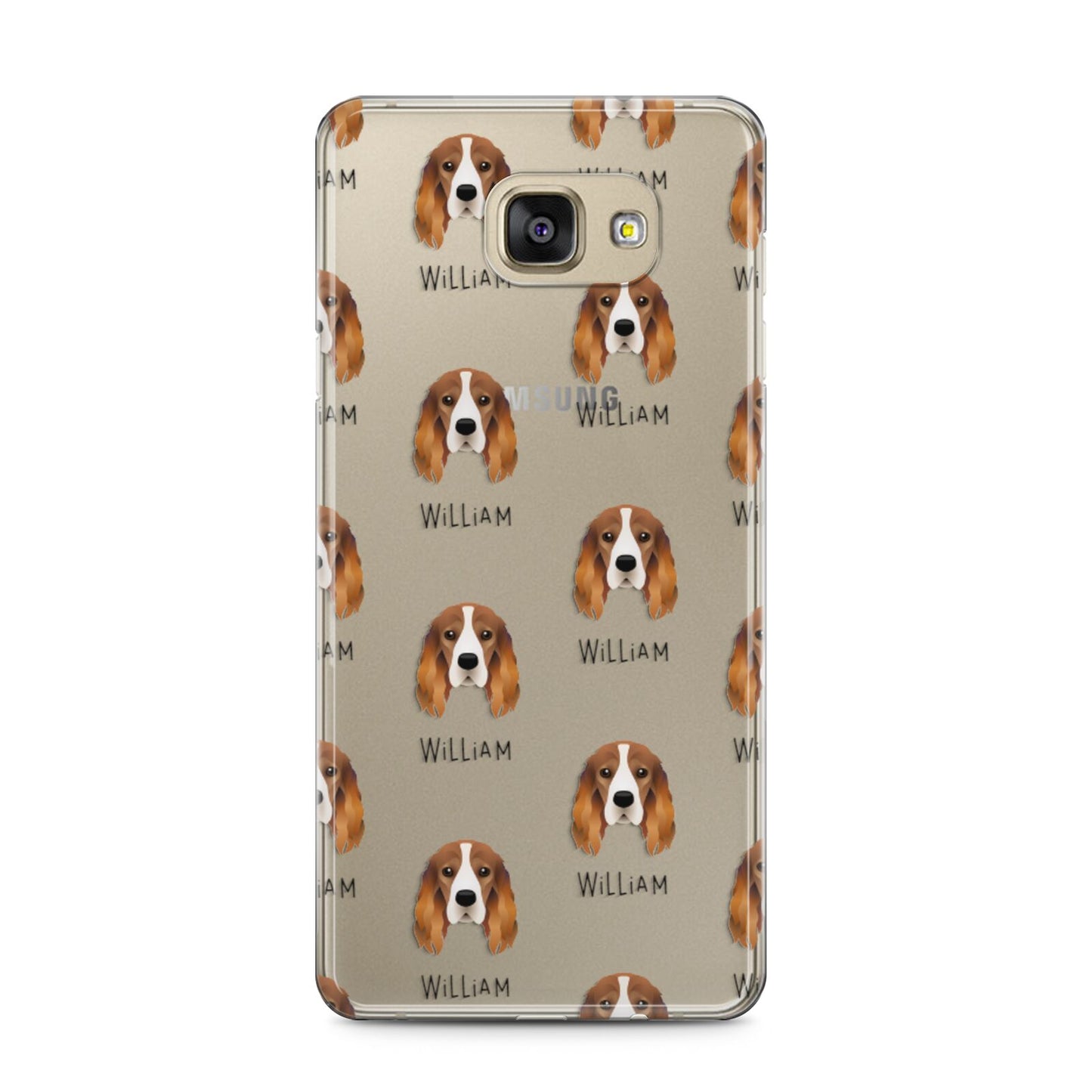 Cocker Spaniel Icon with Name Samsung Galaxy A5 2016 Case on gold phone