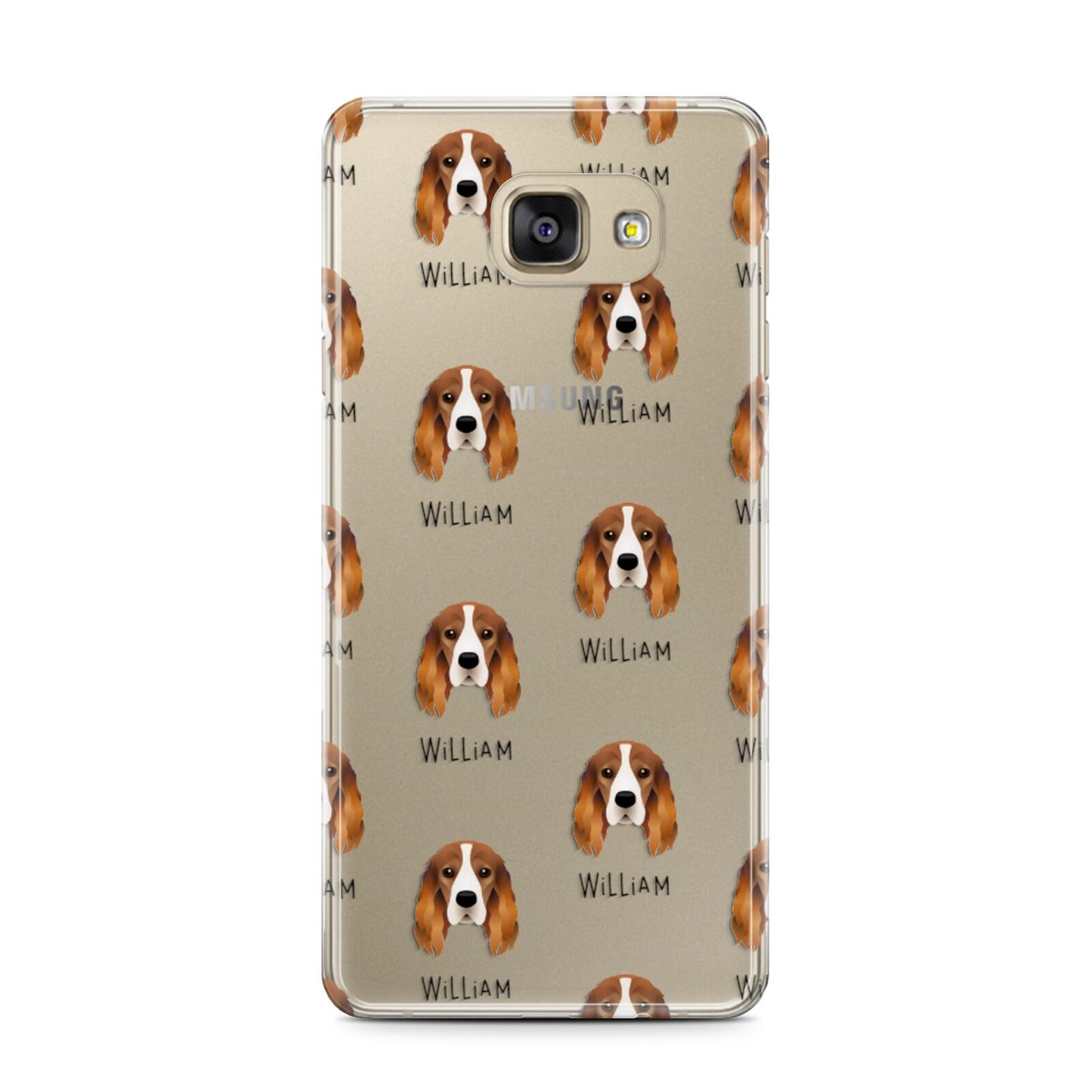 Cocker Spaniel Icon with Name Samsung Galaxy A7 2016 Case on gold phone