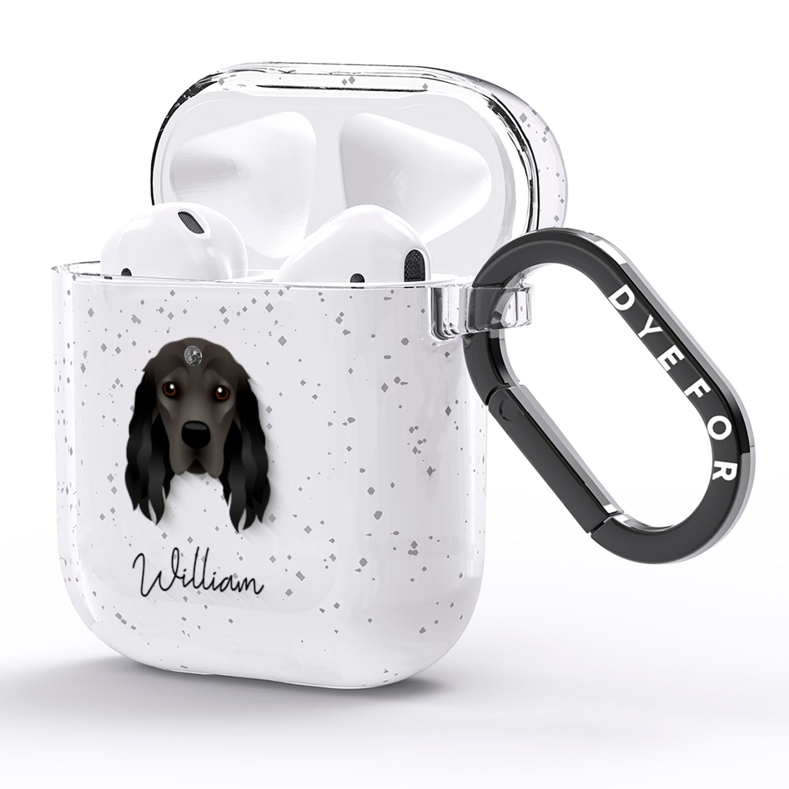 Cocker Spaniel Personalised AirPods Glitter Case Side Image