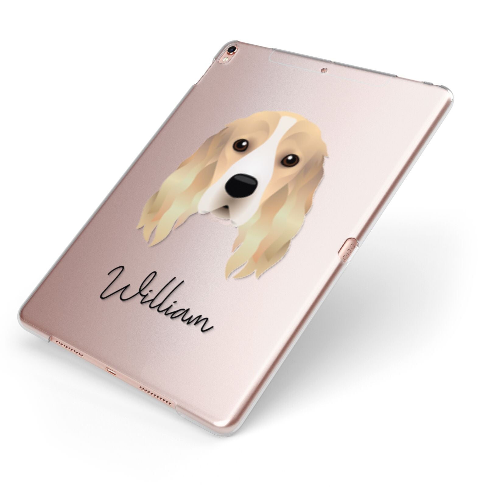 Cocker Spaniel Personalised Apple iPad Case on Rose Gold iPad Side View