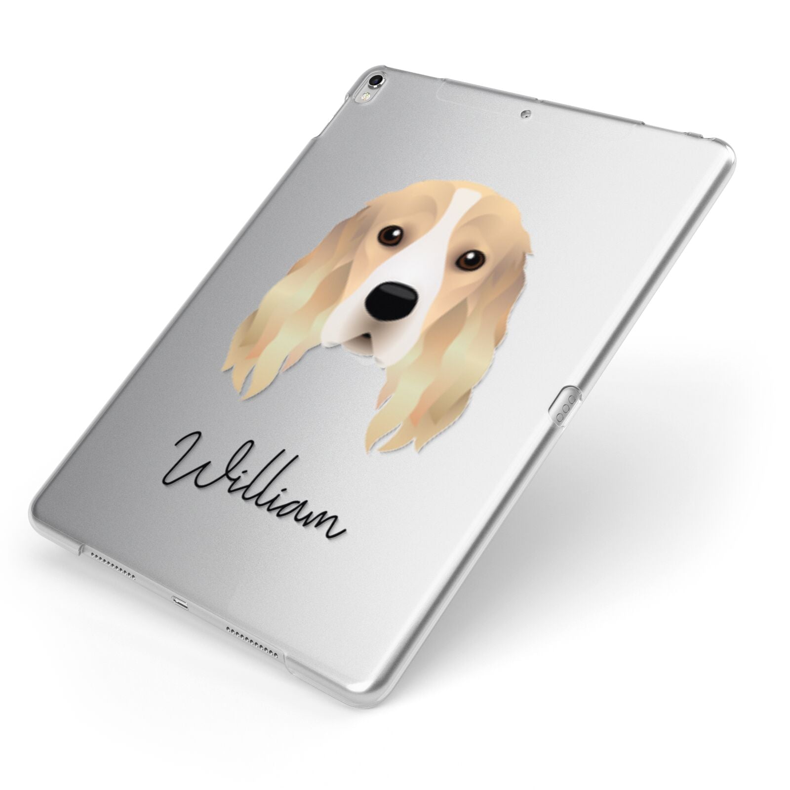 Cocker Spaniel Personalised Apple iPad Case on Silver iPad Side View