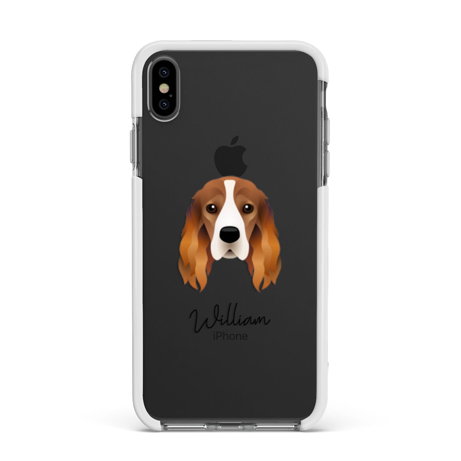 Cocker Spaniel Personalised Apple iPhone Xs Max Impact Case White Edge on Black Phone
