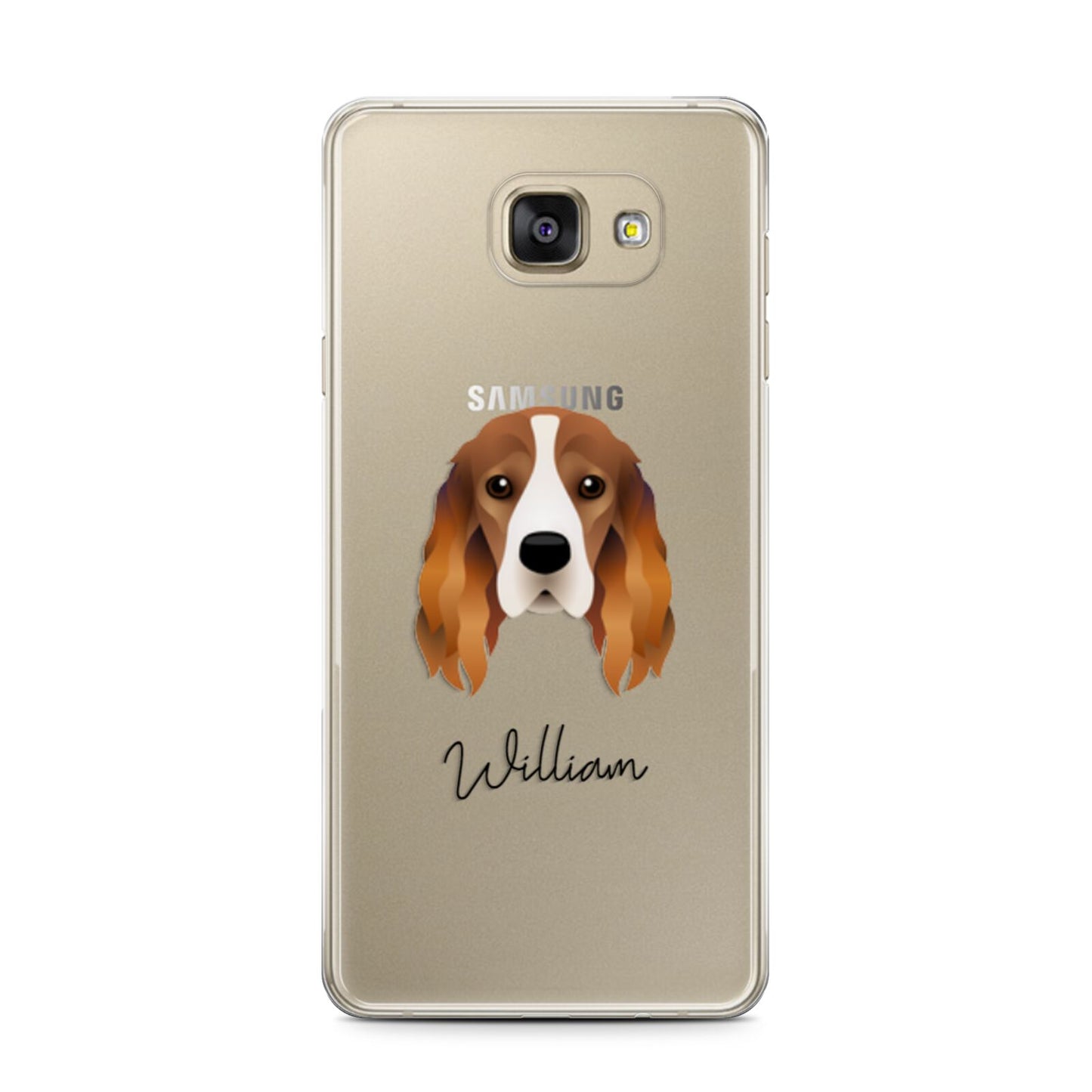 Cocker Spaniel Personalised Samsung Galaxy A7 2016 Case on gold phone