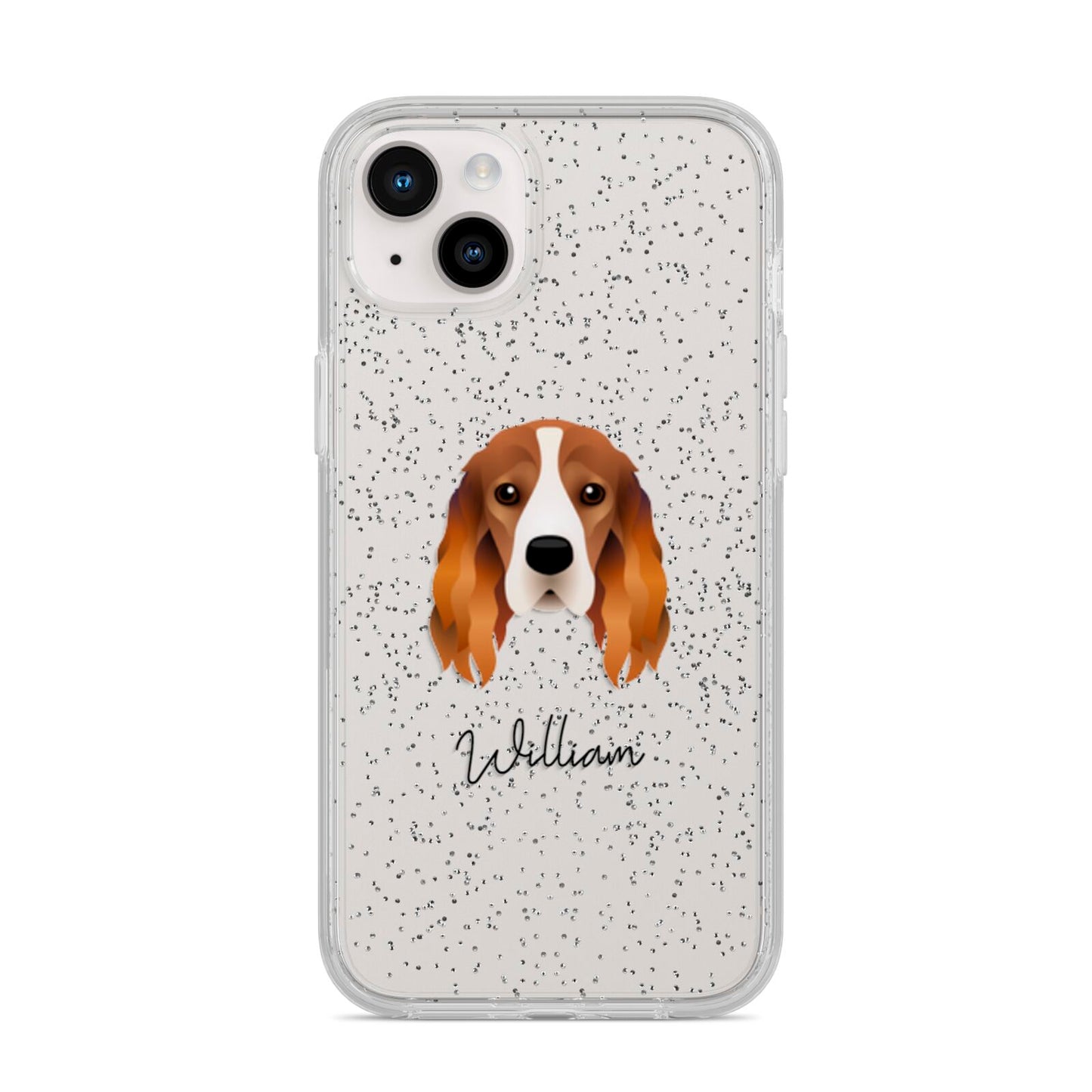 Cocker Spaniel Personalised iPhone 14 Plus Glitter Tough Case Starlight