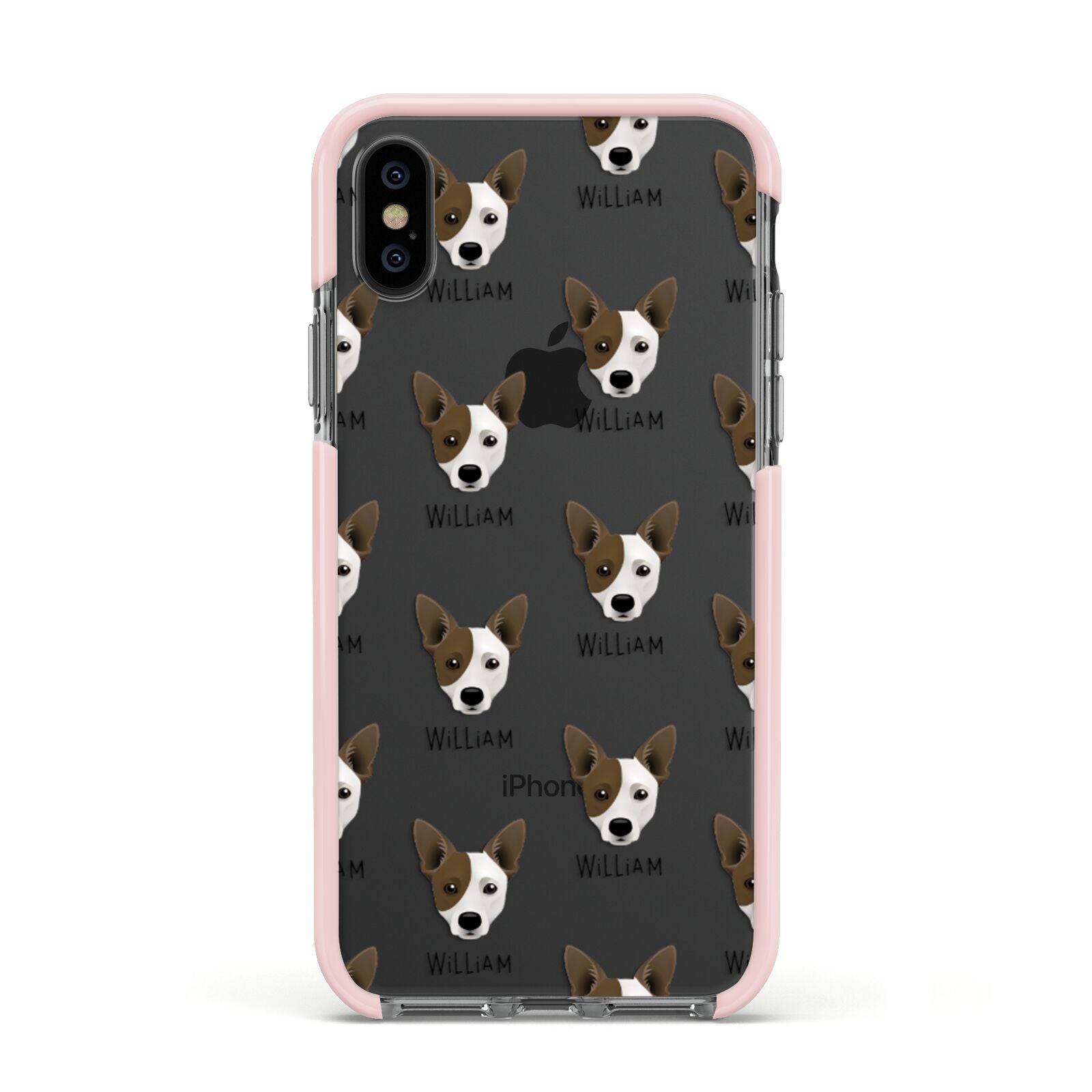 Cojack Icon with Name Apple iPhone Xs Impact Case Pink Edge on Black Phone