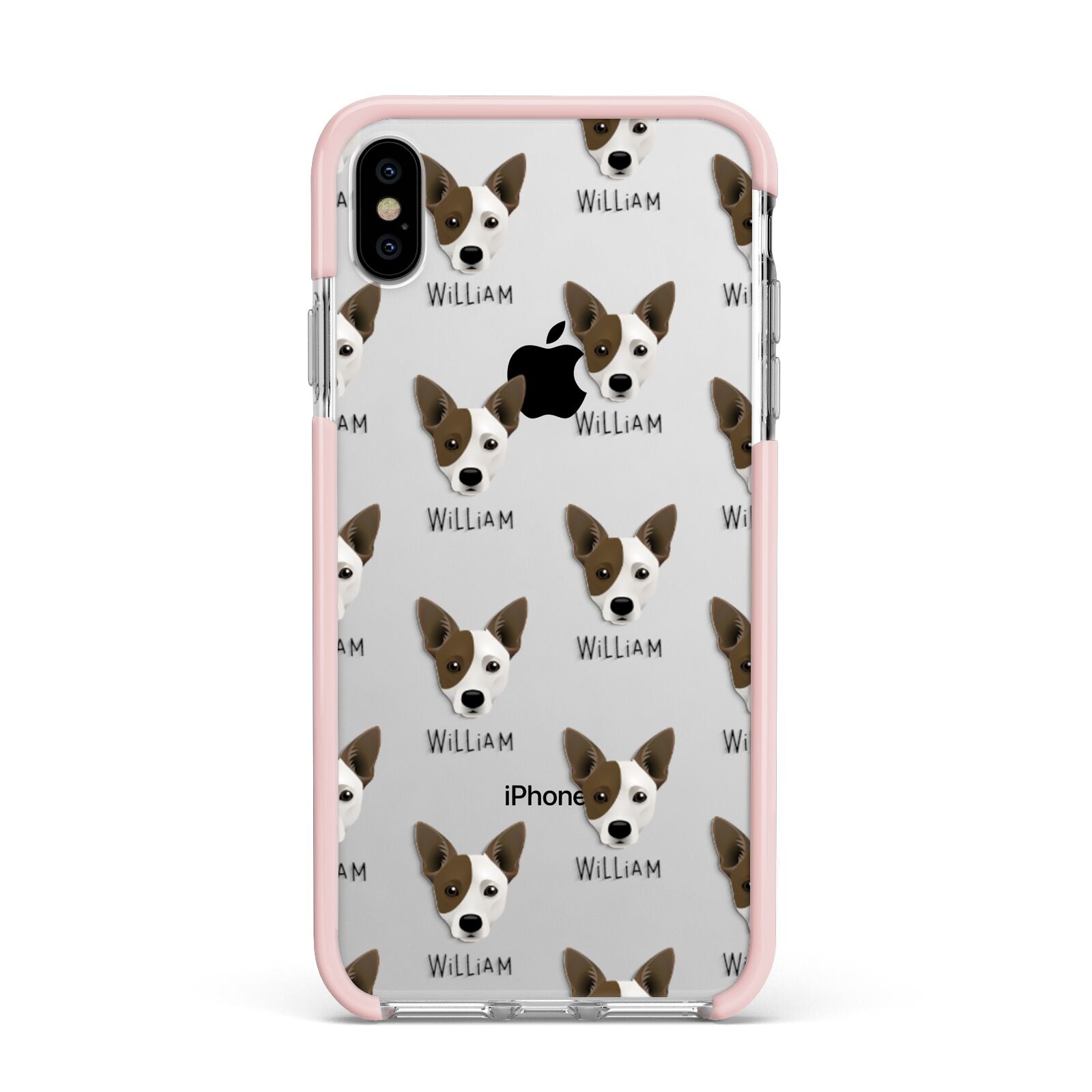 Cojack Icon with Name Apple iPhone Xs Max Impact Case Pink Edge on Silver Phone