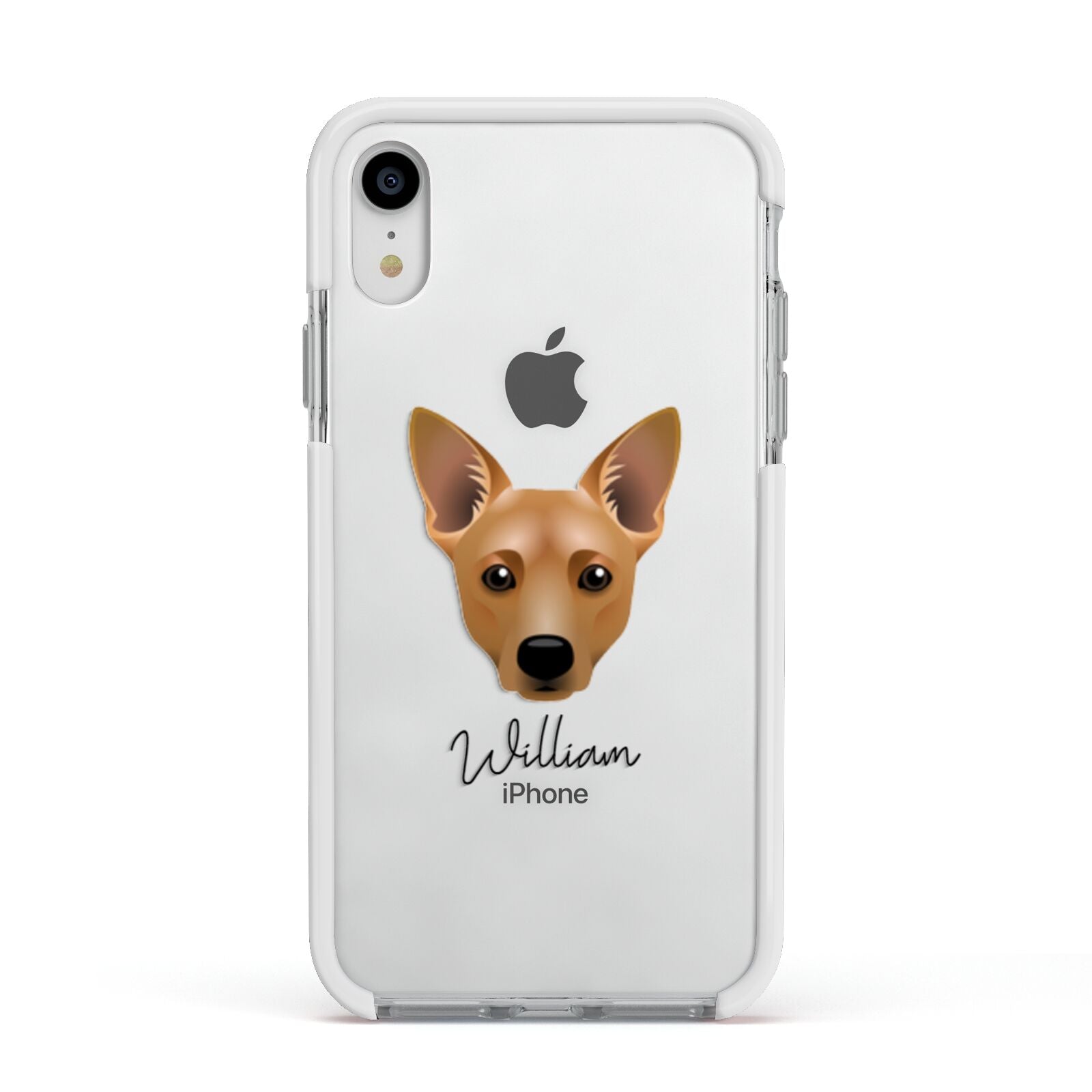 Cojack Personalised Apple iPhone XR Impact Case White Edge on Silver Phone