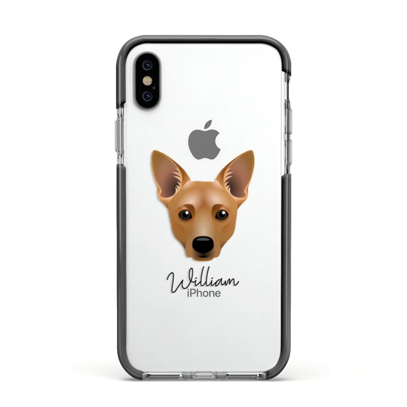 Cojack Personalised Apple iPhone Xs Impact Case Black Edge on Silver Phone