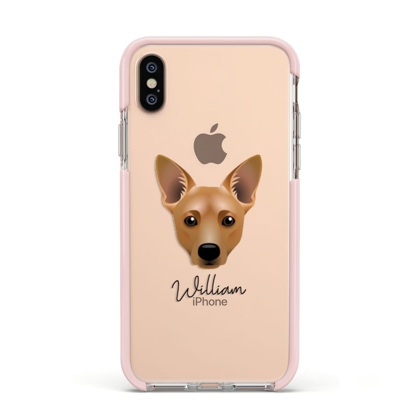 Cojack Personalised Apple iPhone Xs Impact Case Pink Edge on Gold Phone