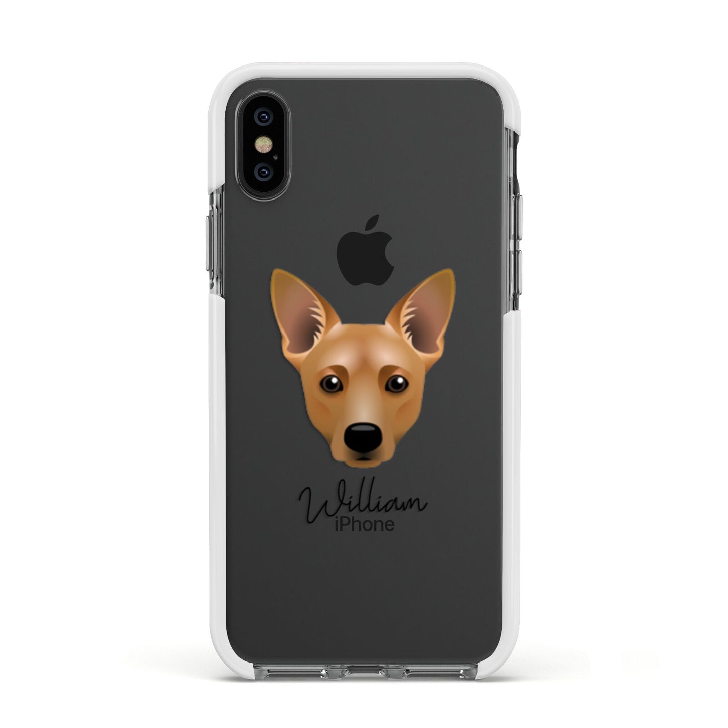 Cojack Personalised Apple iPhone Xs Impact Case White Edge on Black Phone