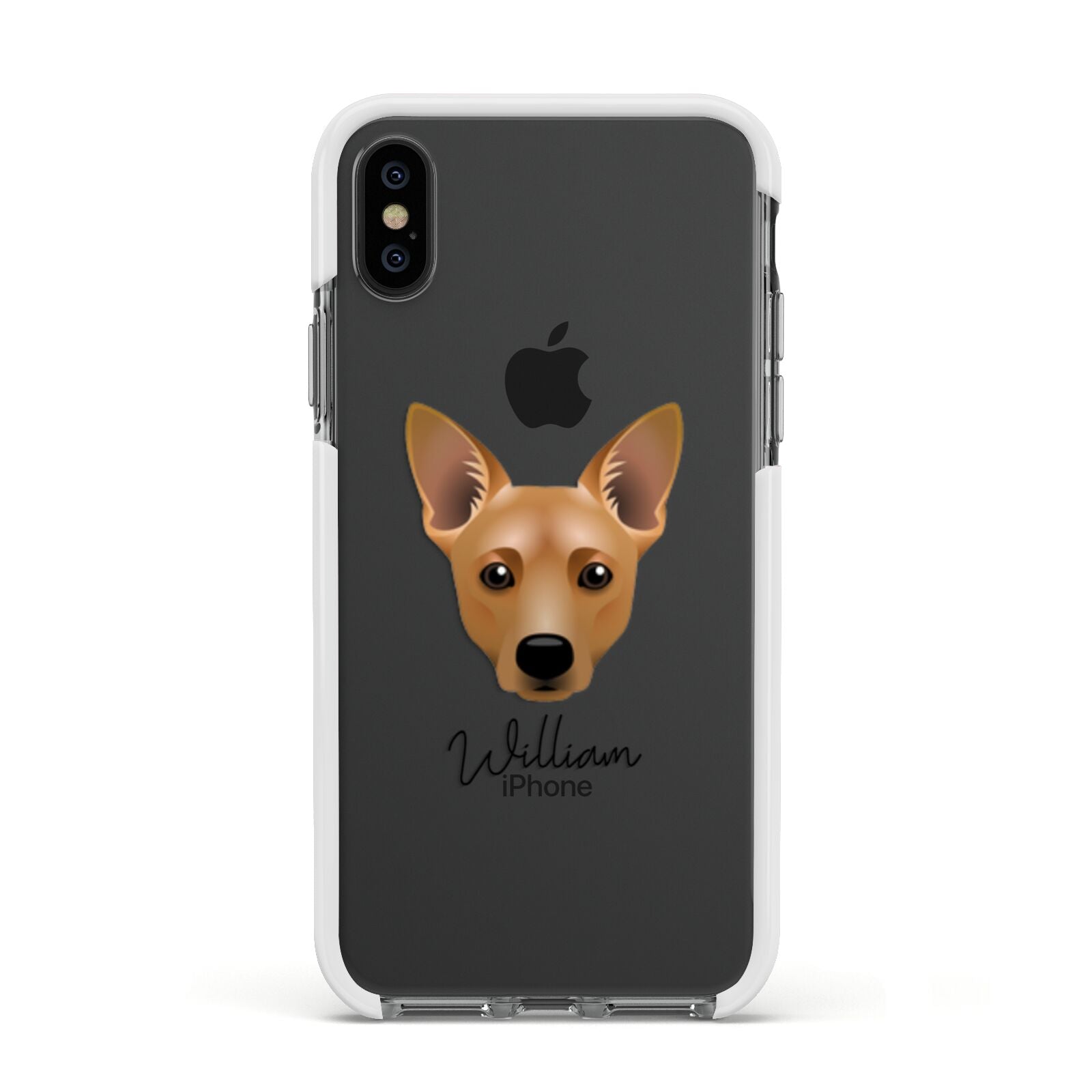 Cojack Personalised Apple iPhone Xs Impact Case White Edge on Black Phone