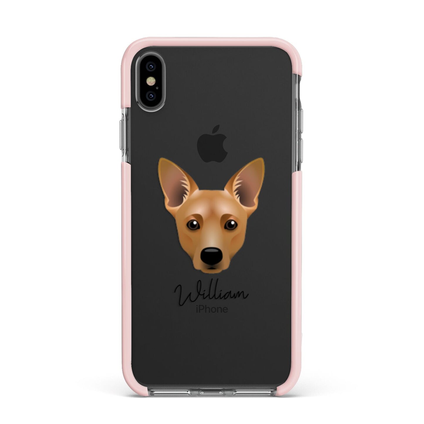 Cojack Personalised Apple iPhone Xs Max Impact Case Pink Edge on Black Phone