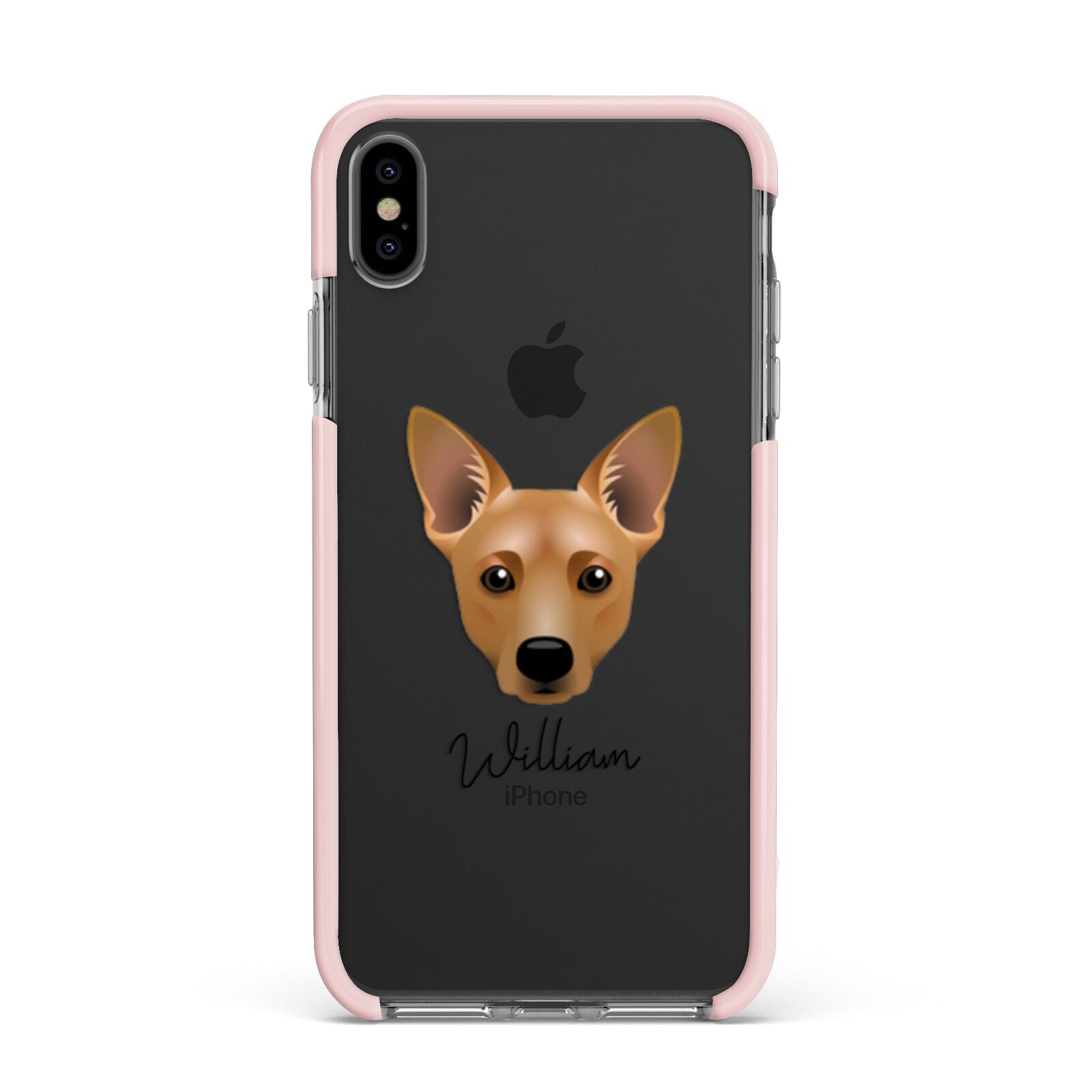 Cojack Personalised Apple iPhone Xs Max Impact Case Pink Edge on Black Phone