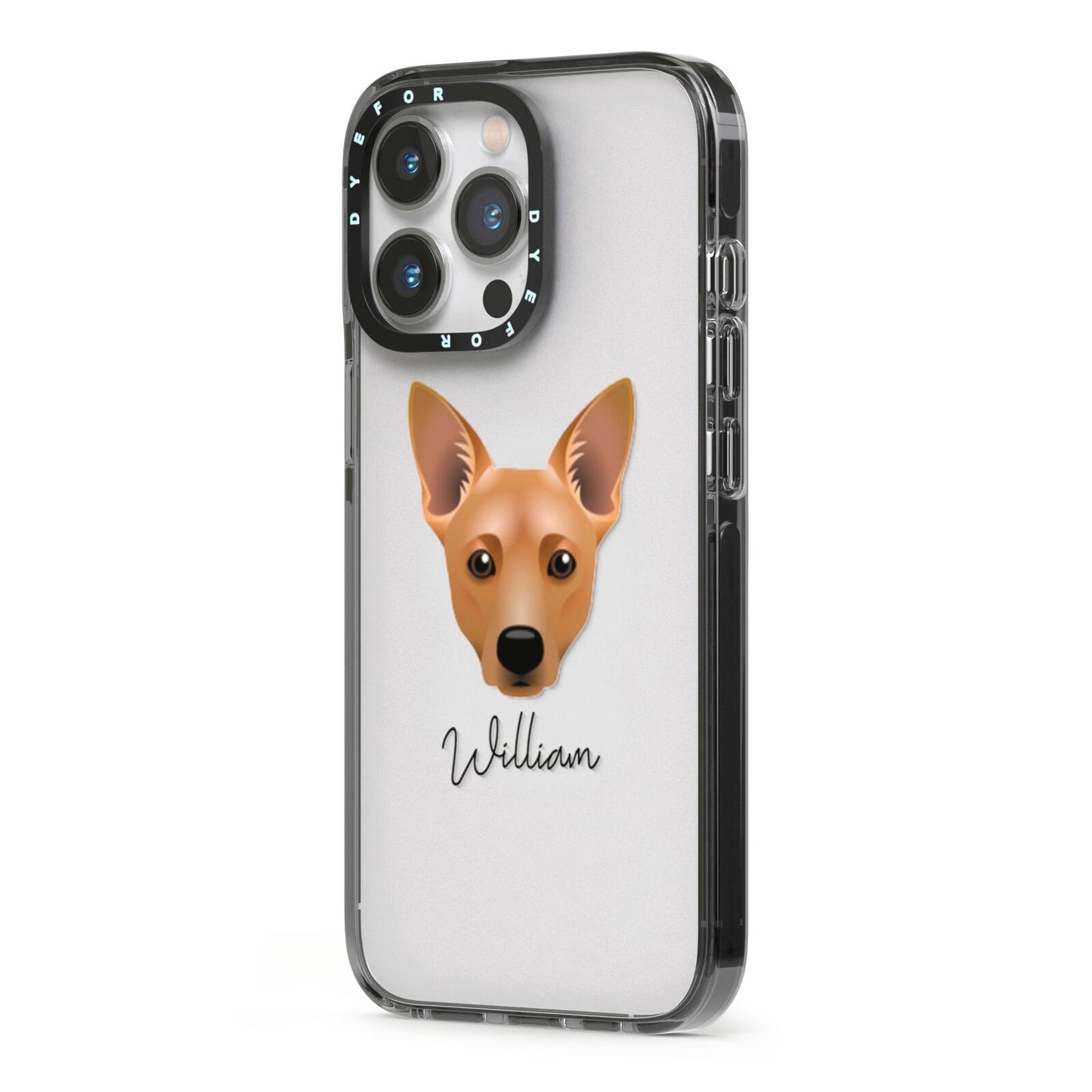 Cojack Personalised iPhone 13 Pro Black Impact Case Side Angle on Silver phone