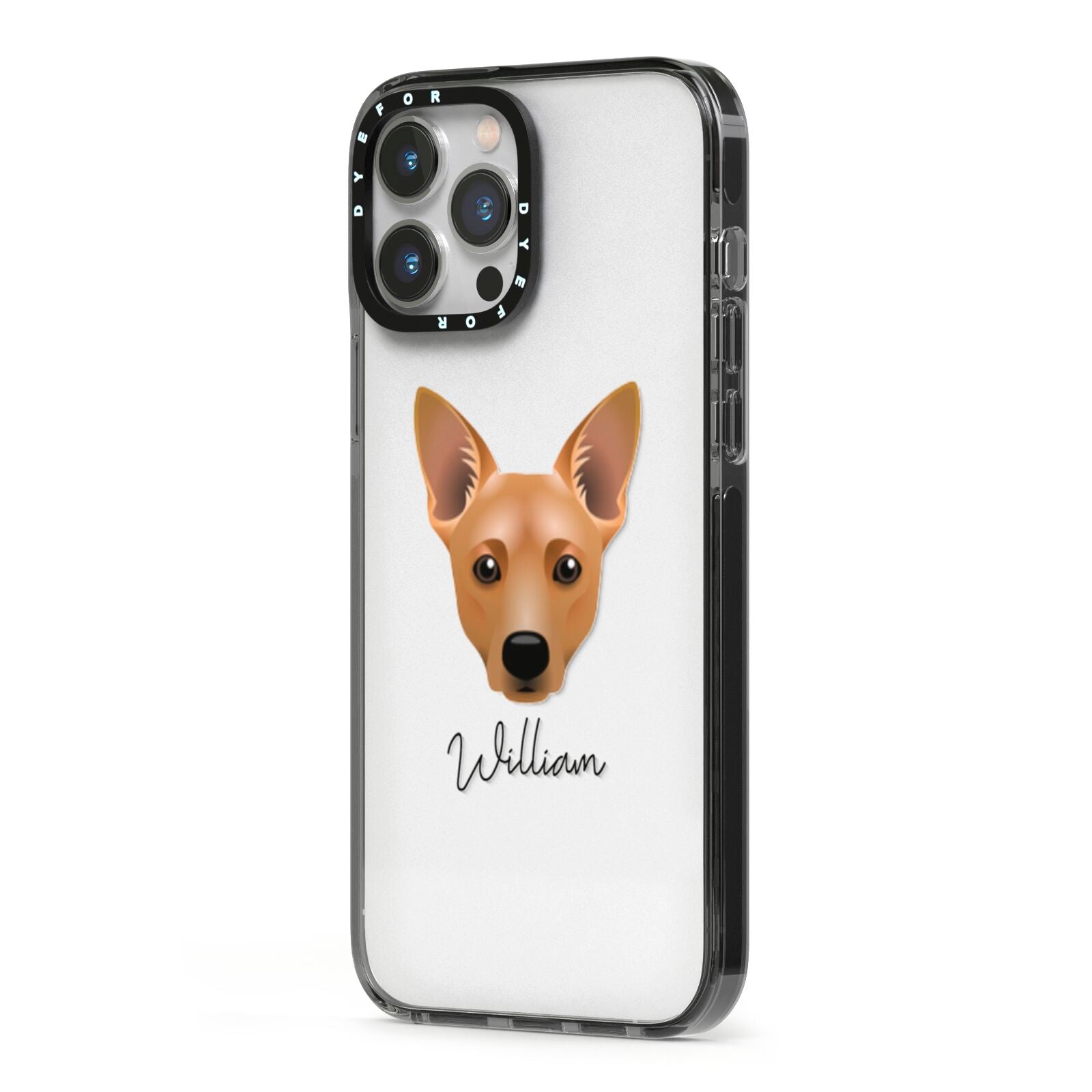 Cojack Personalised iPhone 13 Pro Max Black Impact Case Side Angle on Silver phone