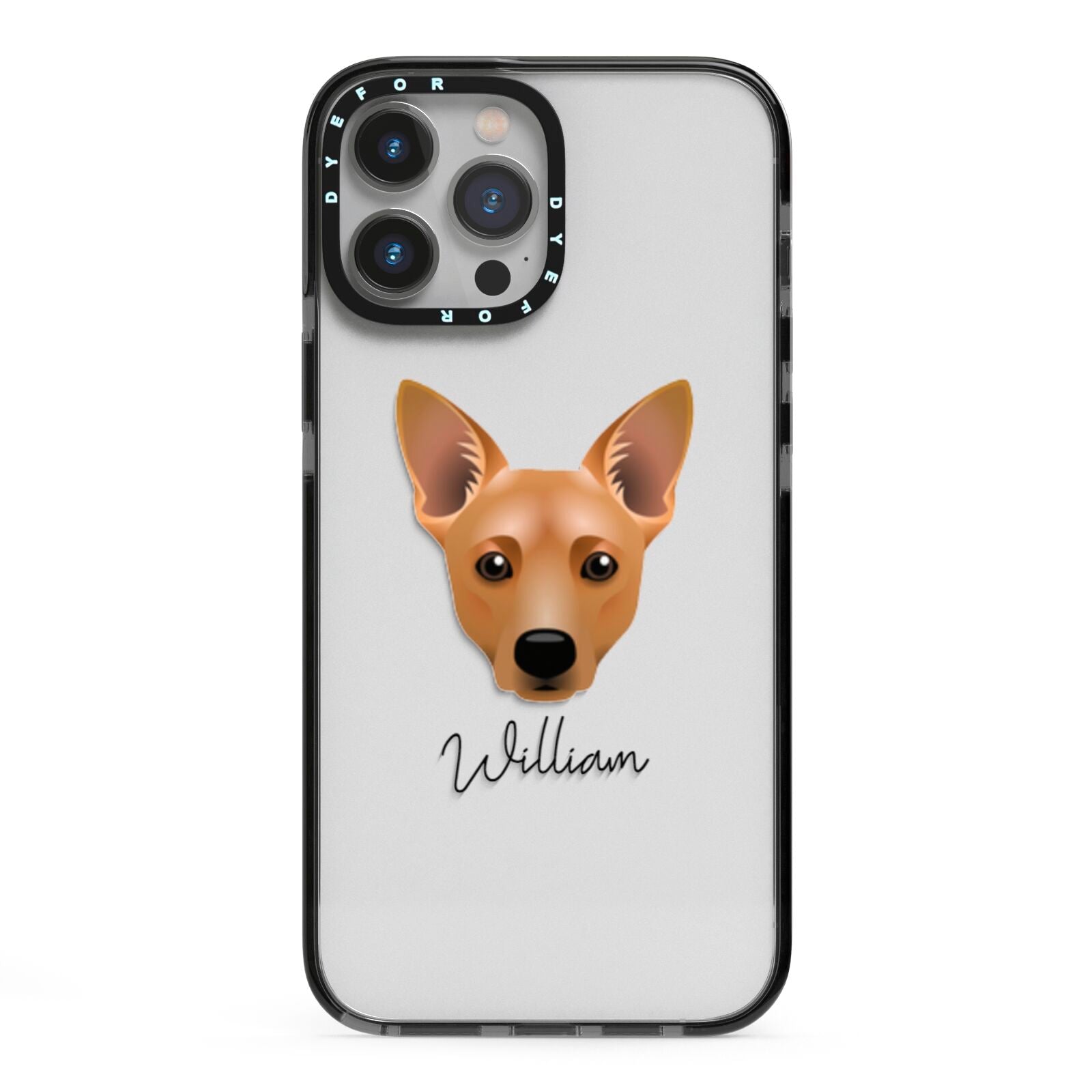 Cojack Personalised iPhone 13 Pro Max Black Impact Case on Silver phone