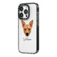 Cojack Personalised iPhone 14 Pro Black Impact Case Side Angle on Silver phone
