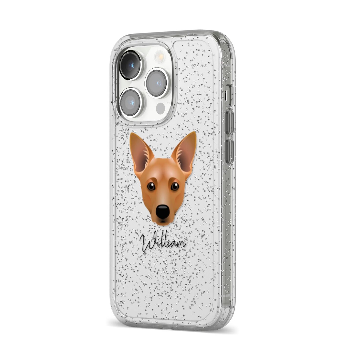 Cojack Personalised iPhone 14 Pro Glitter Tough Case Silver Angled Image