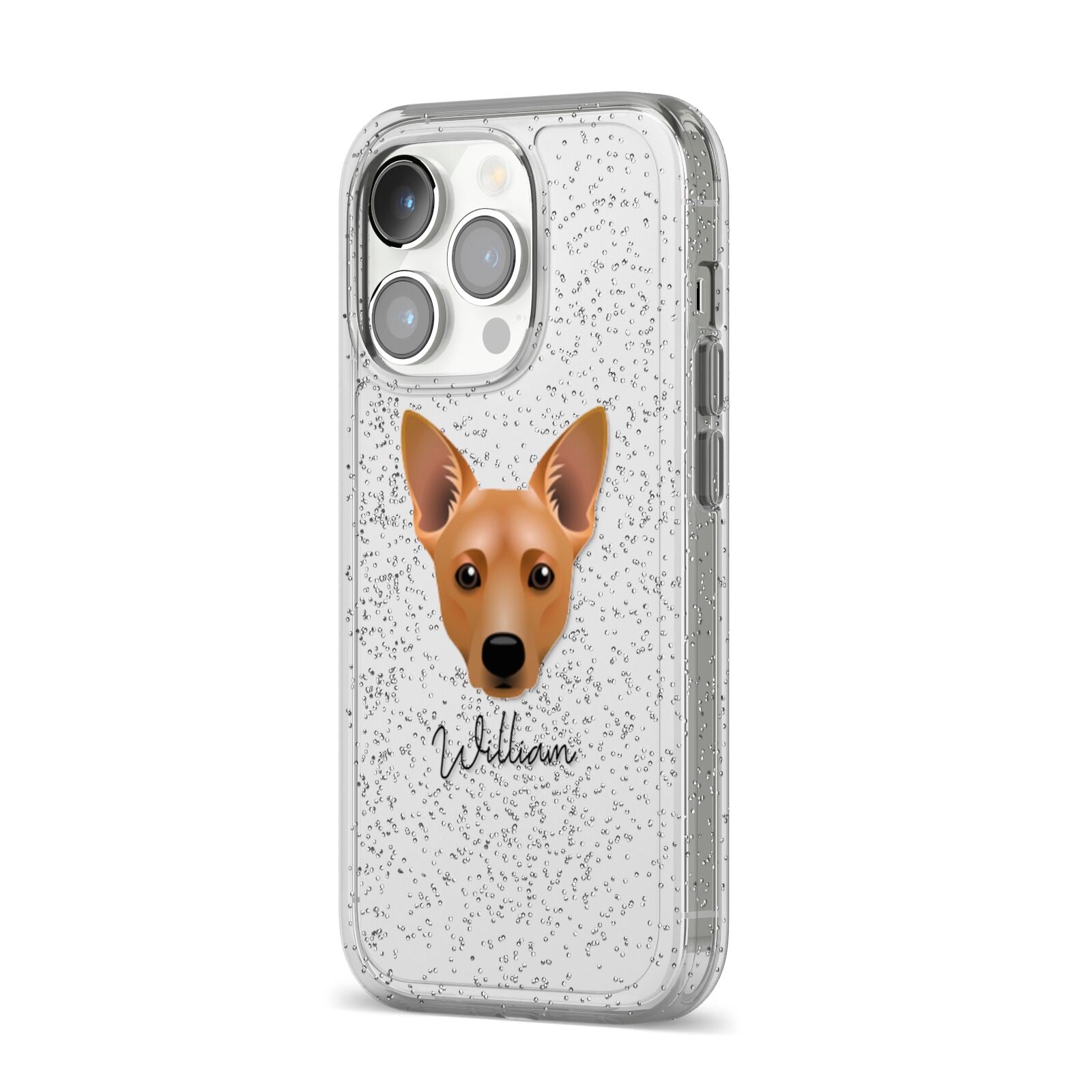 Cojack Personalised iPhone 14 Pro Glitter Tough Case Silver Angled Image