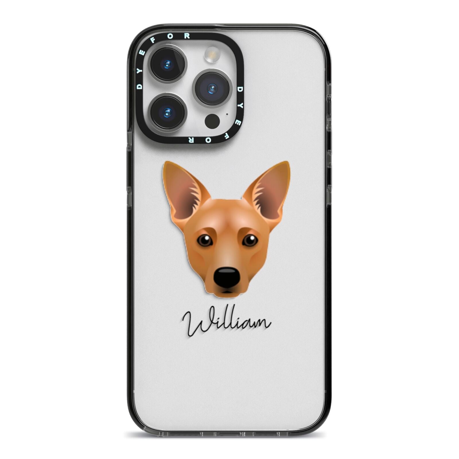 Cojack Personalised iPhone 14 Pro Max Black Impact Case on Silver phone