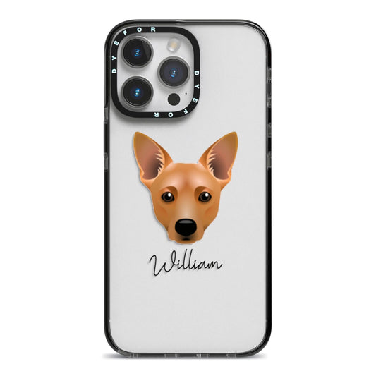 Cojack Personalised iPhone 14 Pro Max Black Impact Case on Silver phone