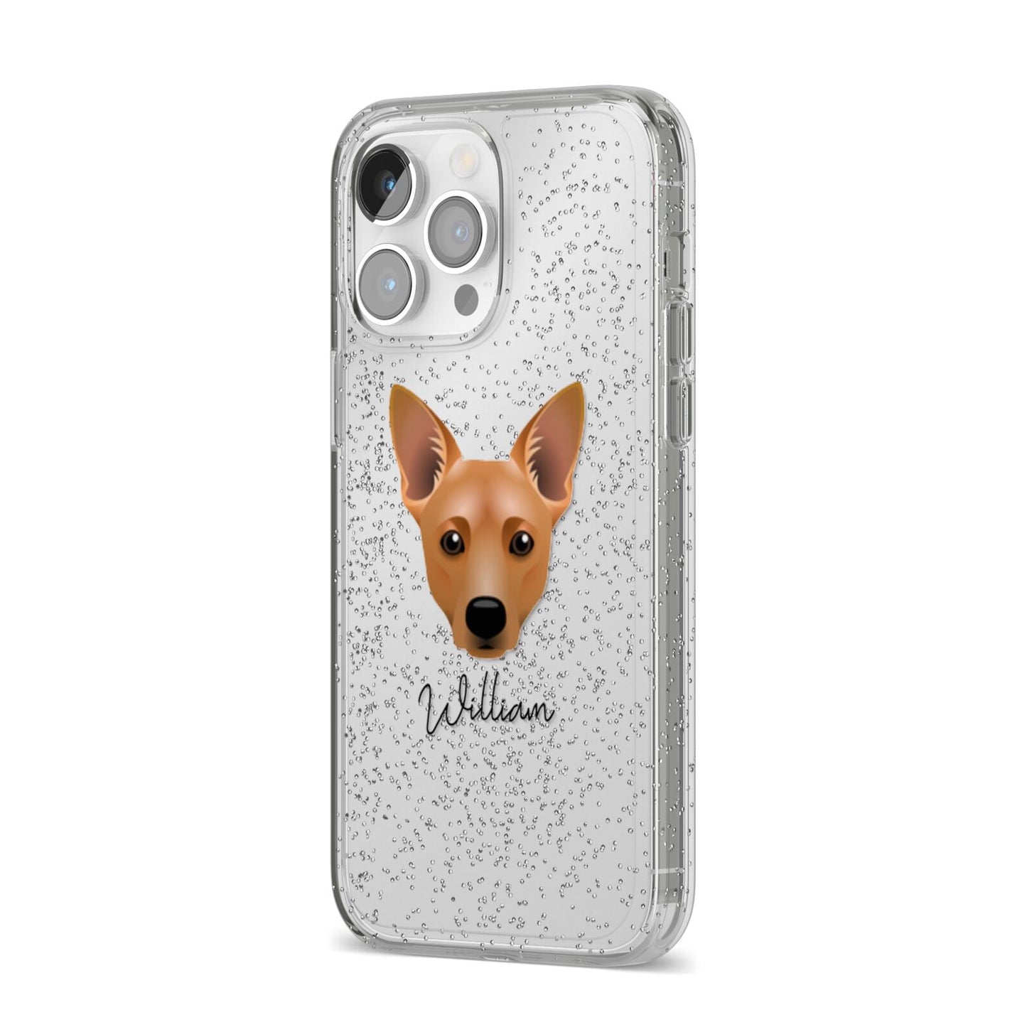 Cojack Personalised iPhone 14 Pro Max Glitter Tough Case Silver Angled Image
