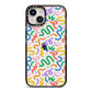 Colourful Doodle iPhone 14 Black Impact Case on Silver phone