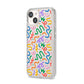 Colourful Doodle iPhone 14 Clear Tough Case Starlight Angled Image