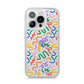 Colourful Doodle iPhone 14 Pro Clear Tough Case Silver