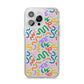 Colourful Doodle iPhone 14 Pro Max Clear Tough Case Silver