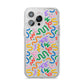 Colourful Doodle iPhone 14 Pro Max Glitter Tough Case Silver
