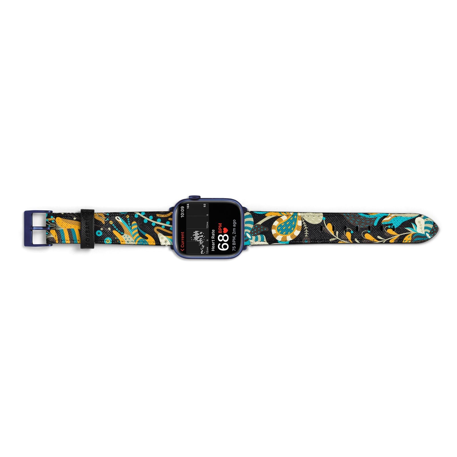 Colourful Floral Apple Watch Strap Size 38mm Landscape Image Blue Hardware