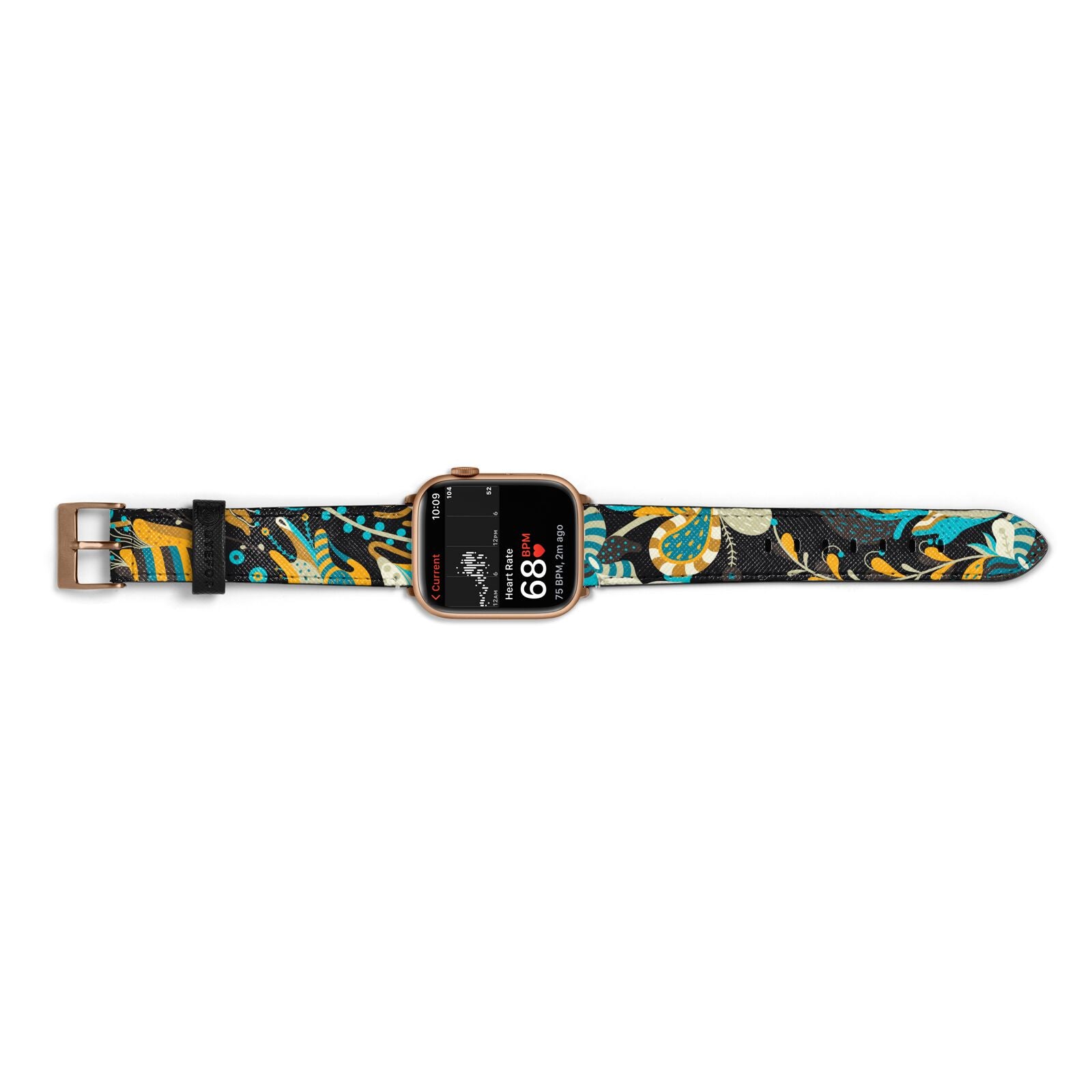 Colourful Floral Apple Watch Strap Size 38mm Landscape Image Gold Hardware