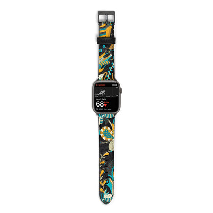 Colourful Floral Apple Watch Strap Size 38mm with Space Grey Hardware