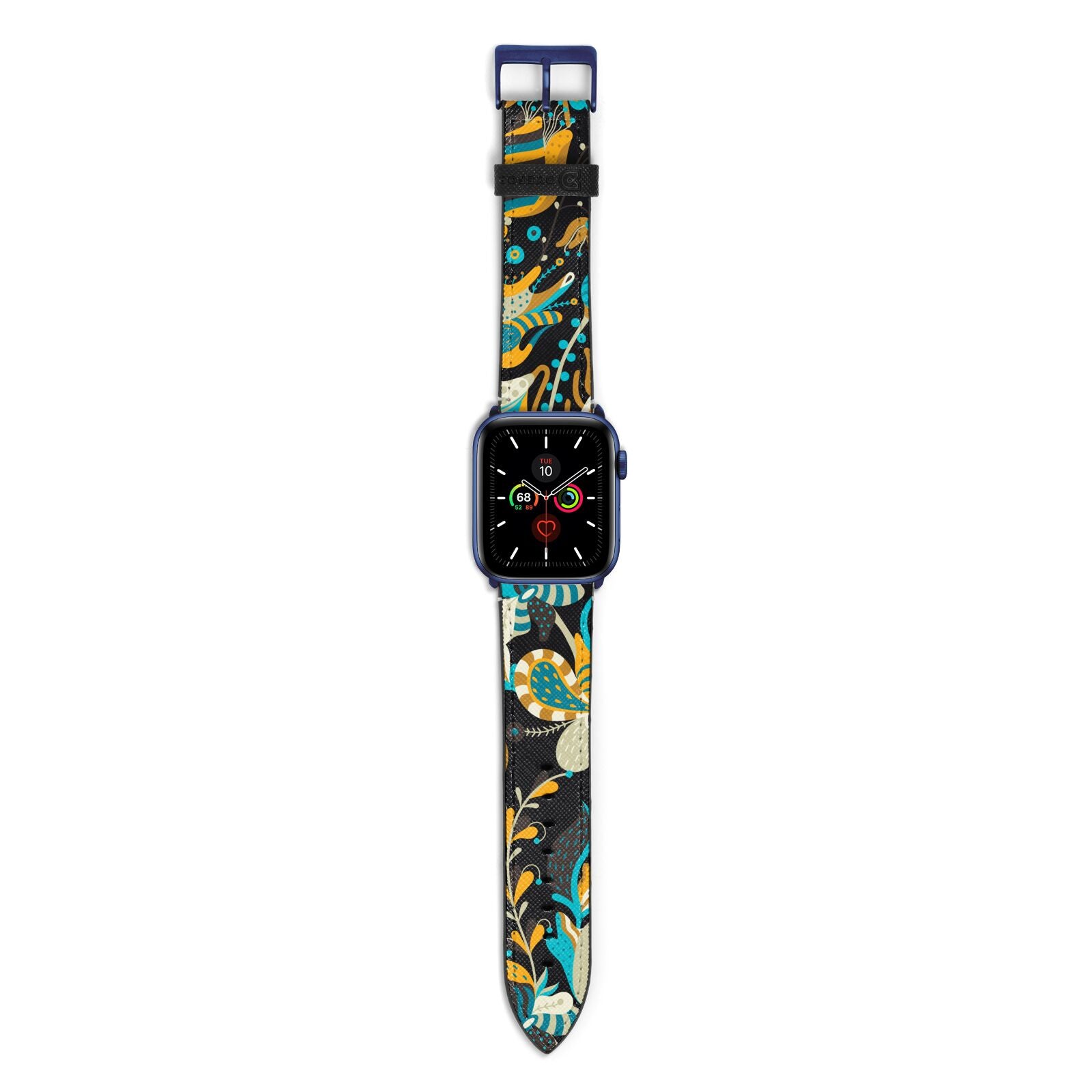 Colourful Floral Apple Watch Strap with Blue Hardware