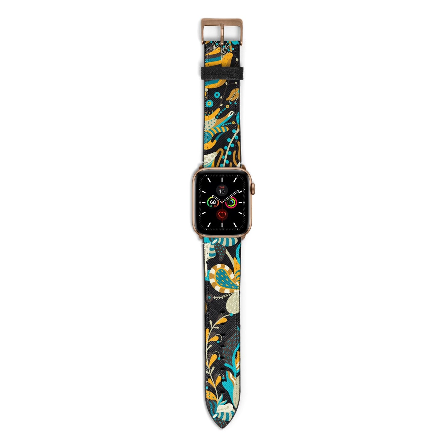 Colourful Floral Apple Watch Strap with Gold Hardware