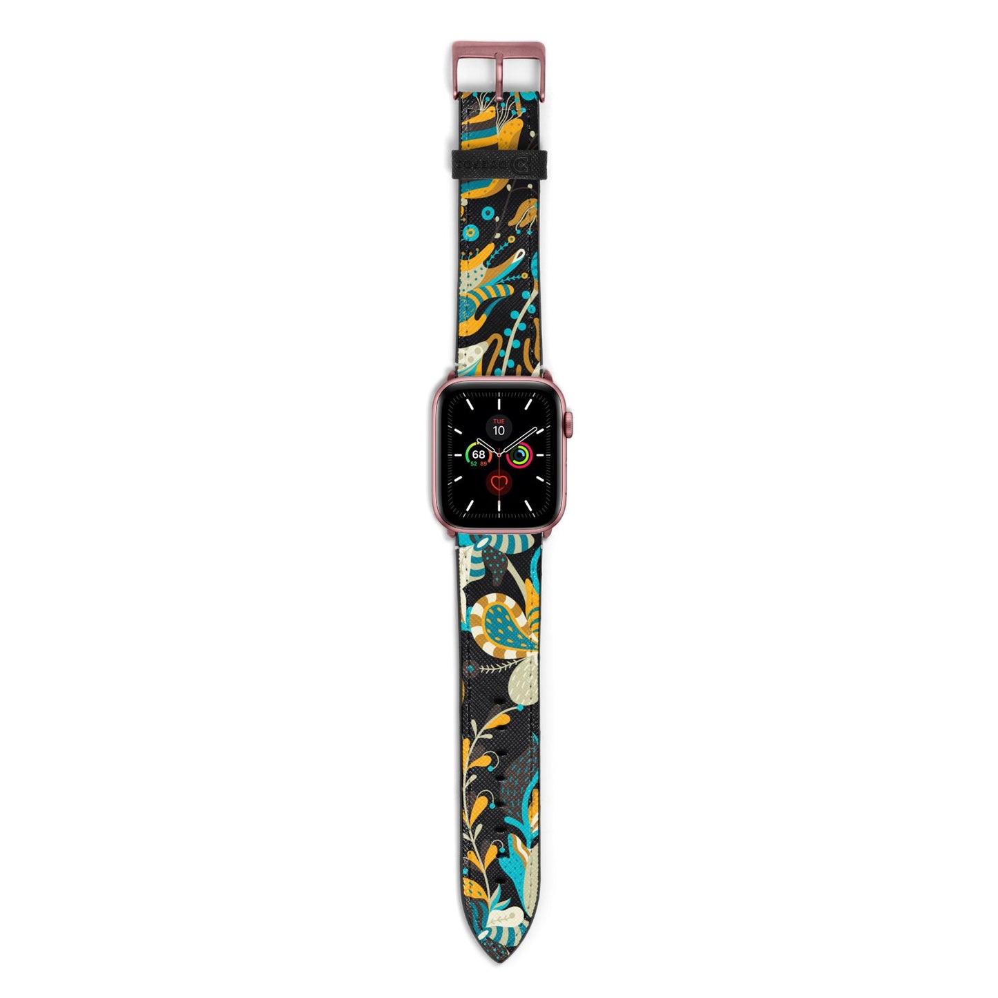 Colourful Floral Apple Watch Strap with Rose Gold Hardware