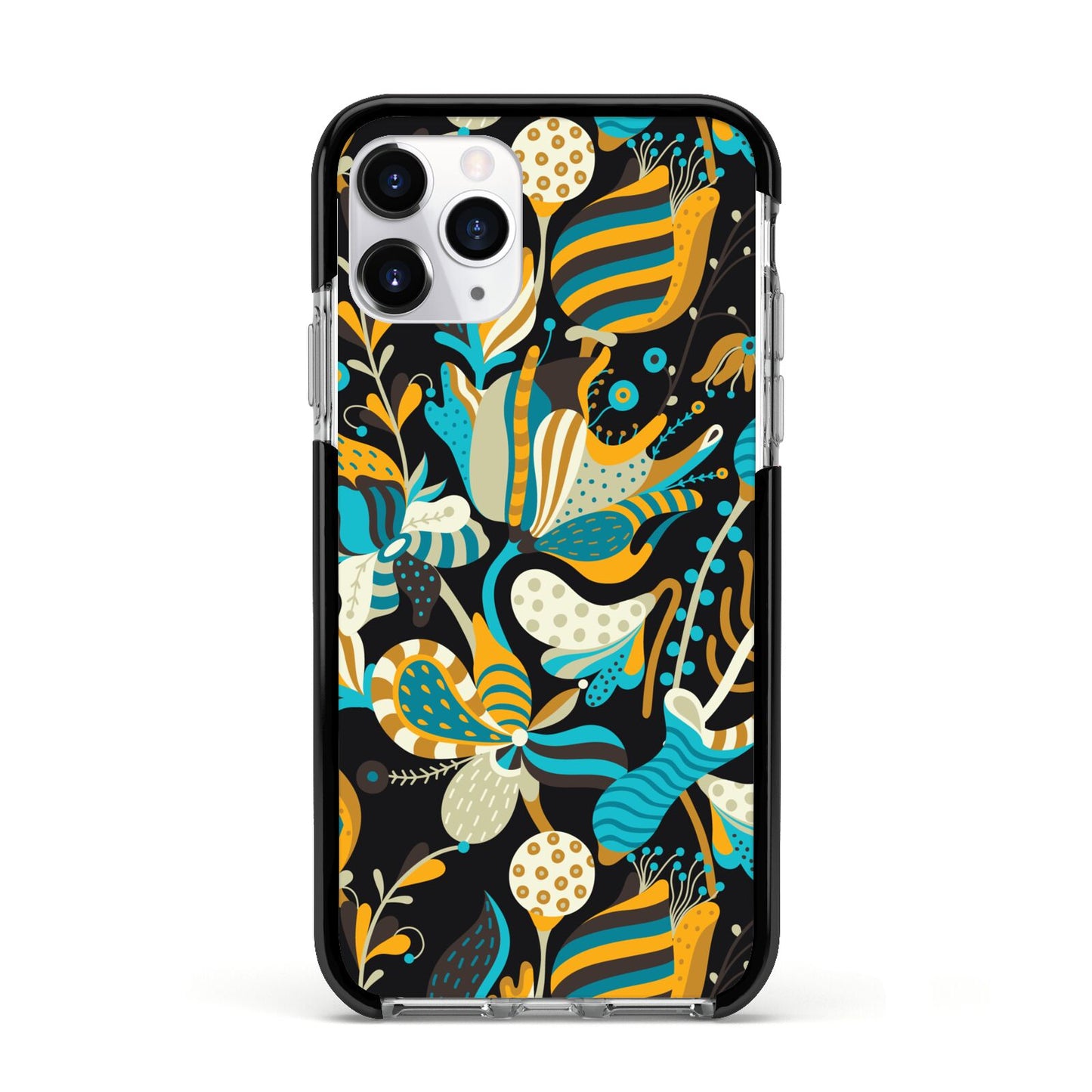Colourful Floral Apple iPhone 11 Pro in Silver with Black Impact Case
