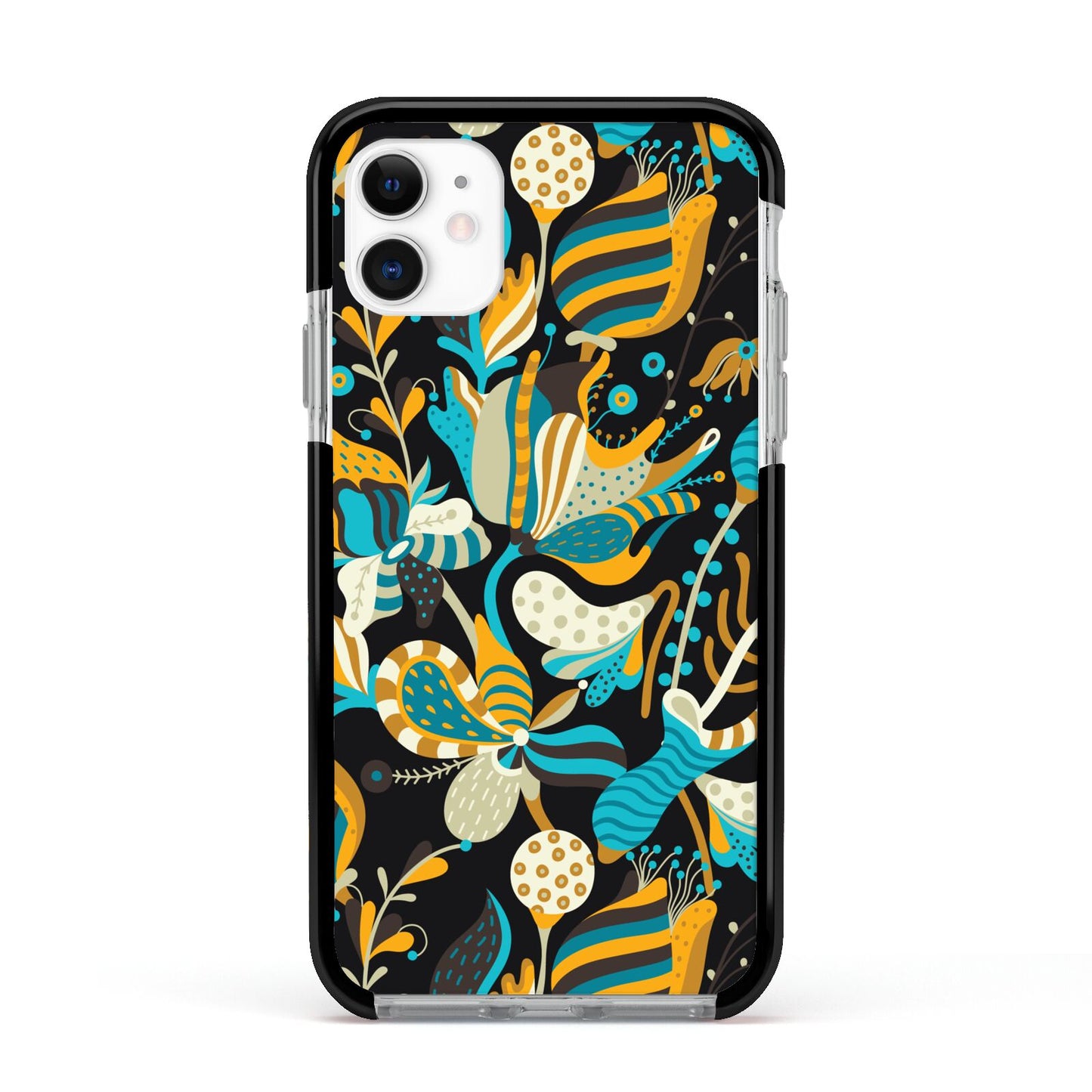 Colourful Floral Apple iPhone 11 in White with Black Impact Case