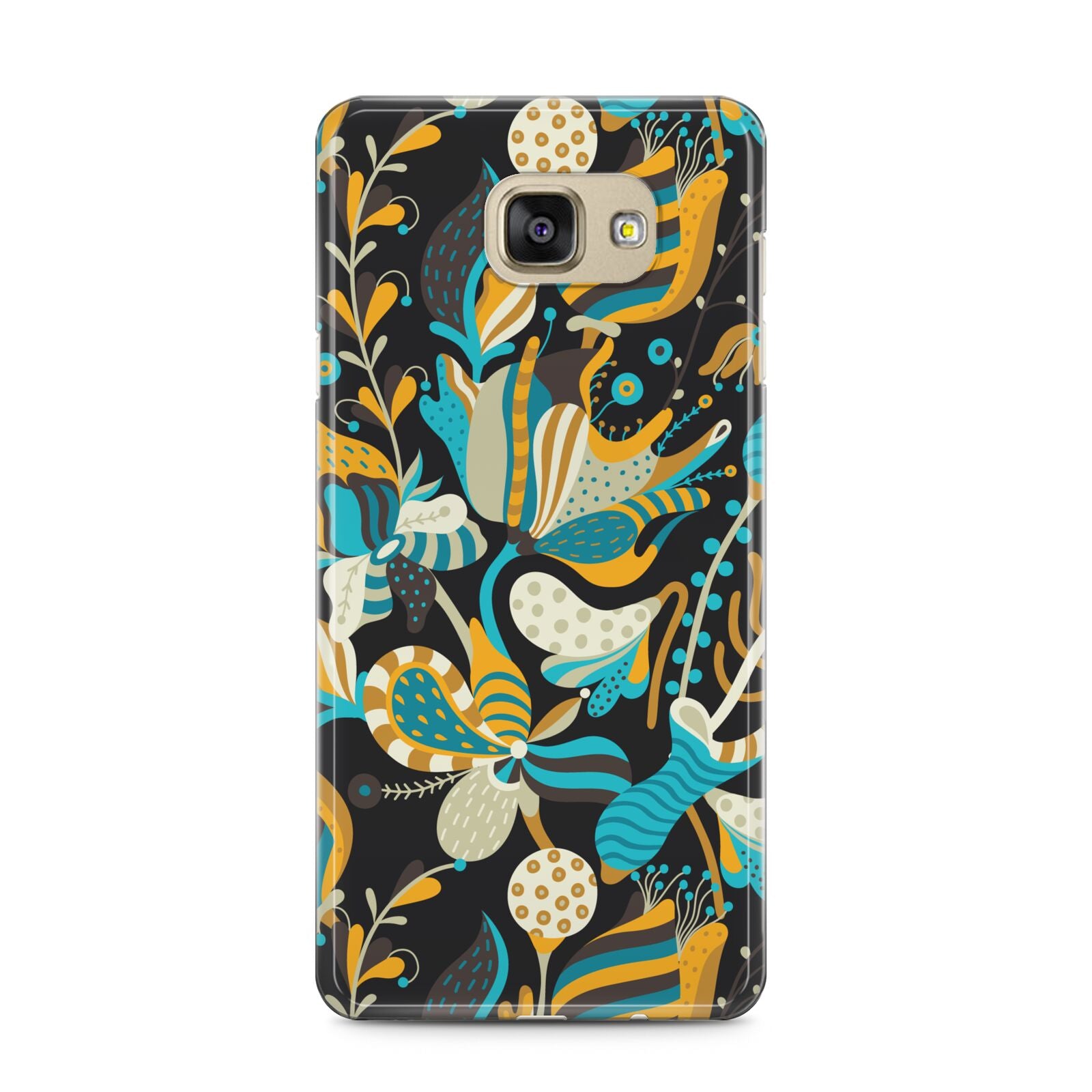 Colourful Floral Samsung Galaxy A5 2016 Case on gold phone