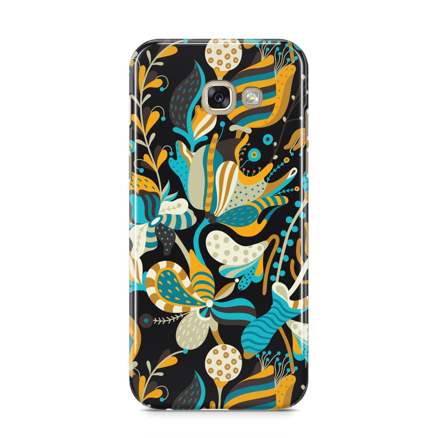 Colourful Floral Samsung Galaxy A5 2017 Case on gold phone