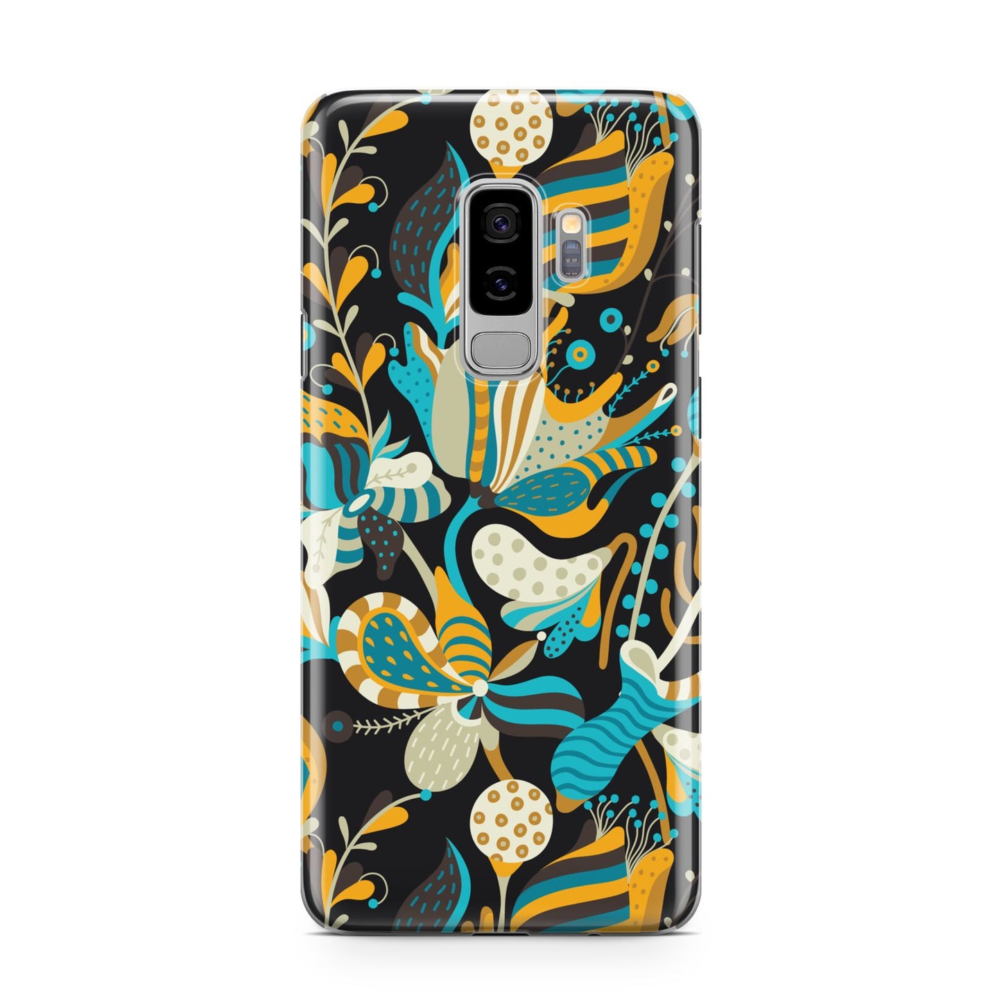 Colourful Floral Samsung Galaxy S9 Plus Case on Silver phone